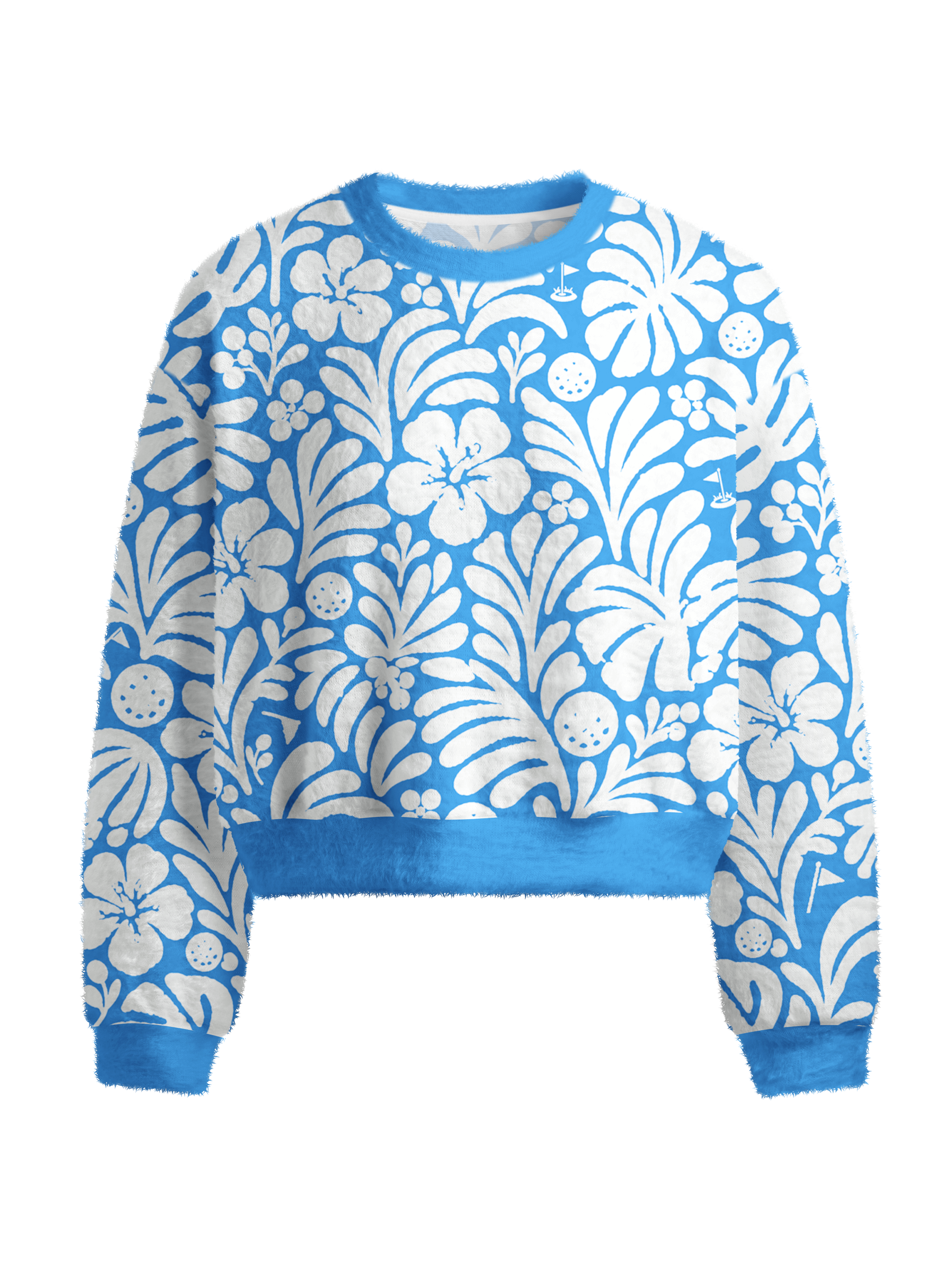 Cherryswing Women's Tropical Golf Motif Plush Knit Sweater