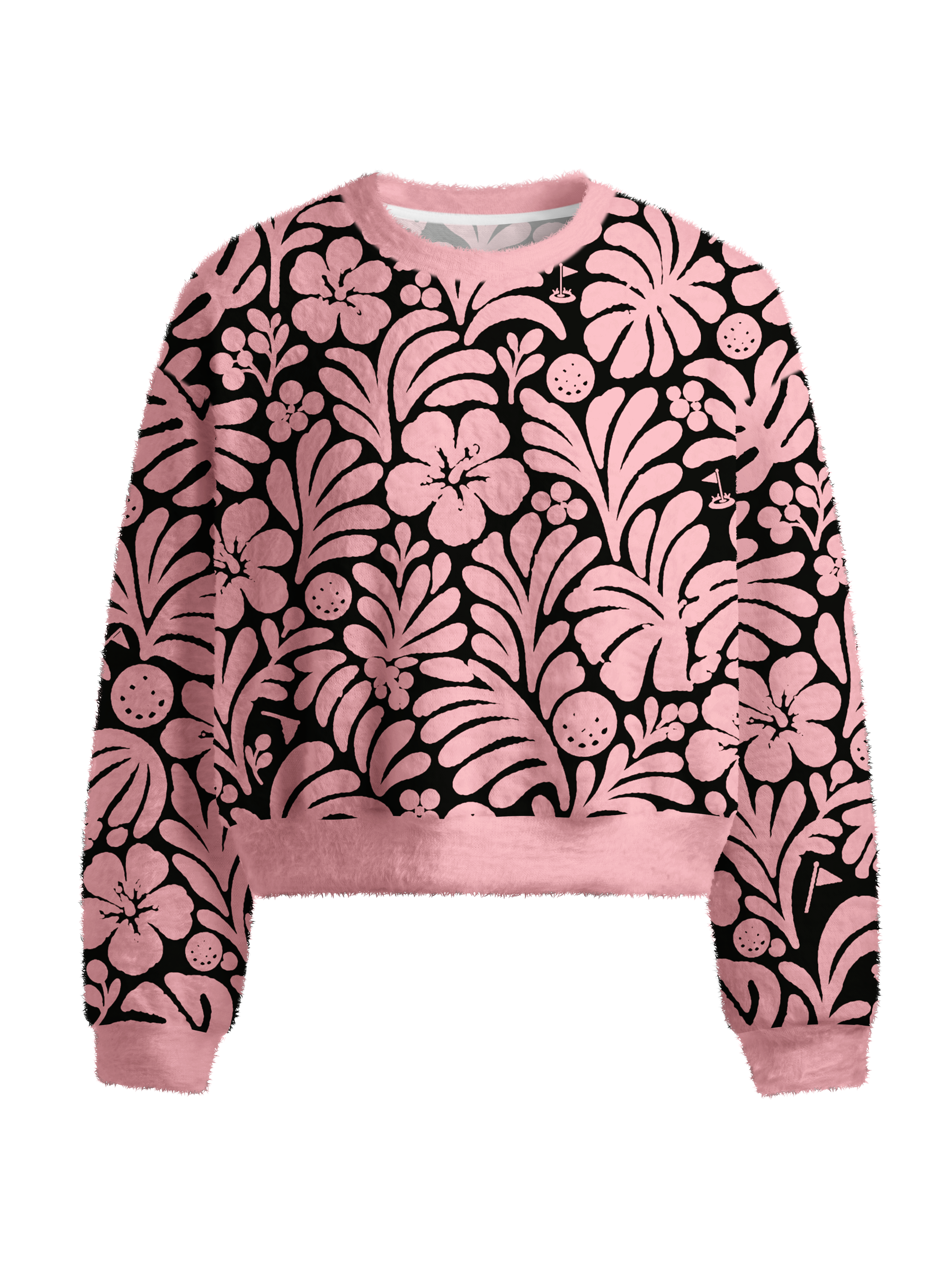 Cherryswing Women's Tropical Golf Motif Plush Knit Sweater