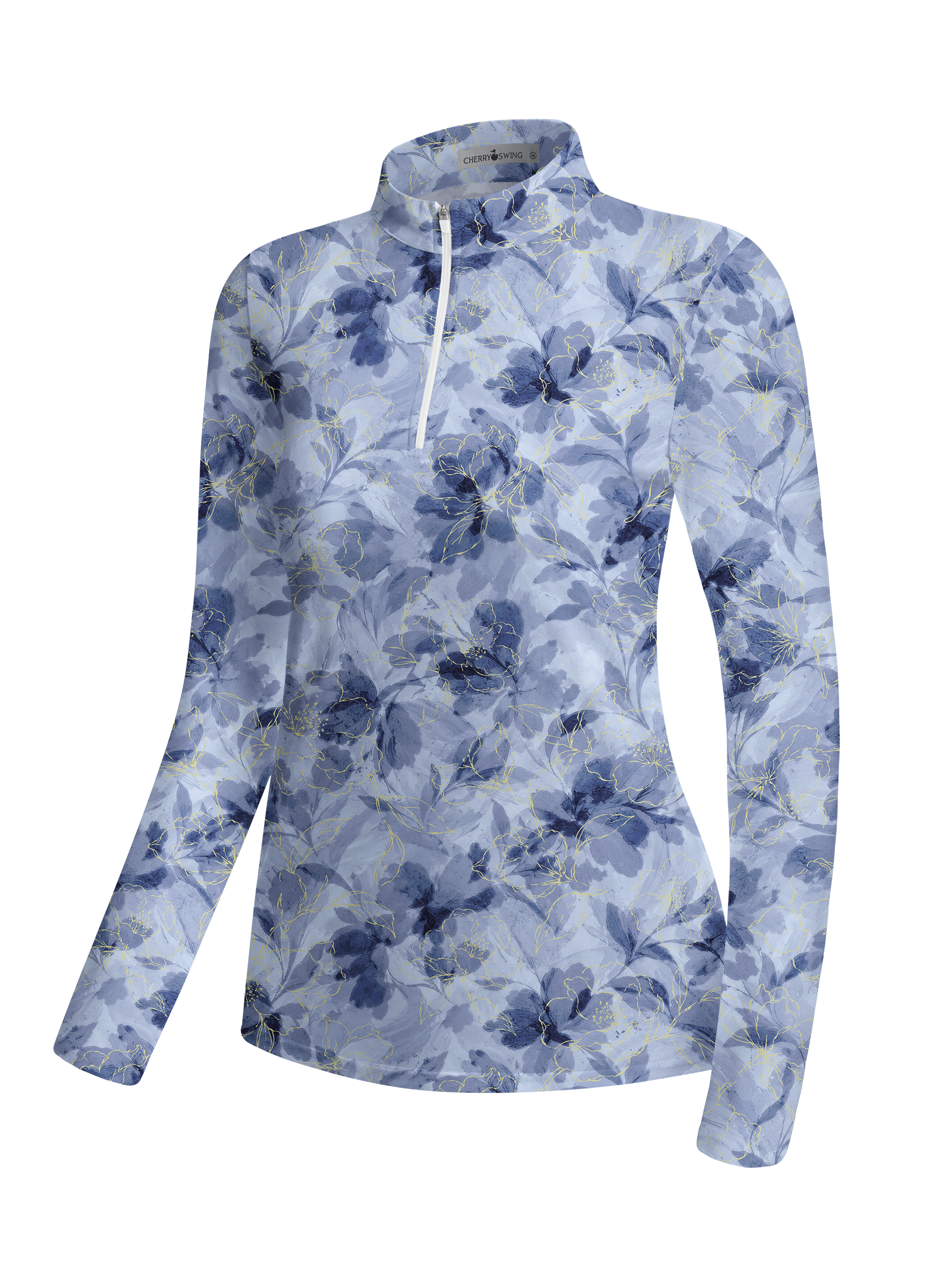 Cherryswing Women's Botanical Floral Pattern Long Sleeve Golf Shirt