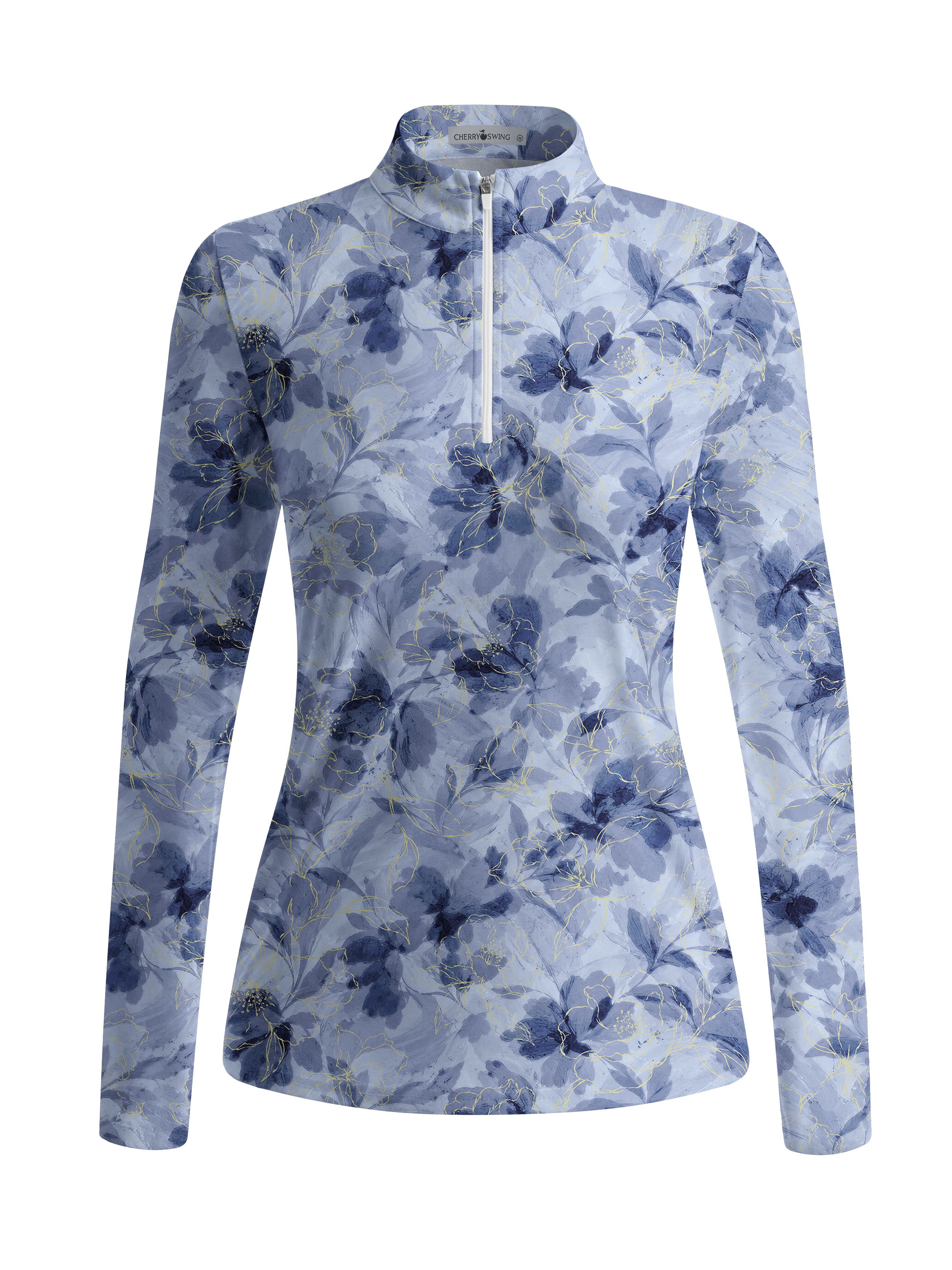 Cherryswing Women's Botanical Floral Pattern Long Sleeve Golf Shirt
