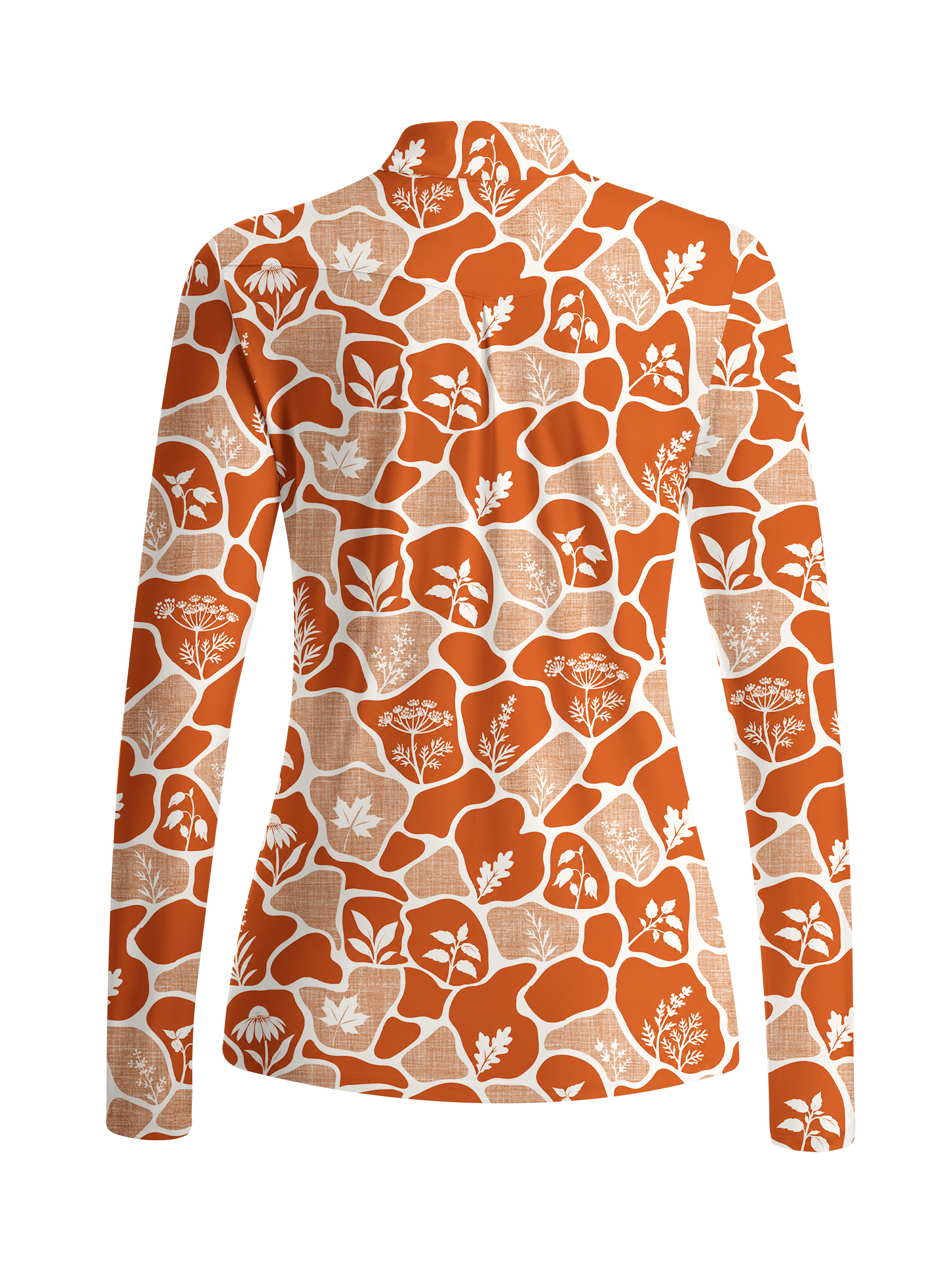 Cherryswing Women's Botanical Silhouette Pattern Long Sleeve Golf Shirt