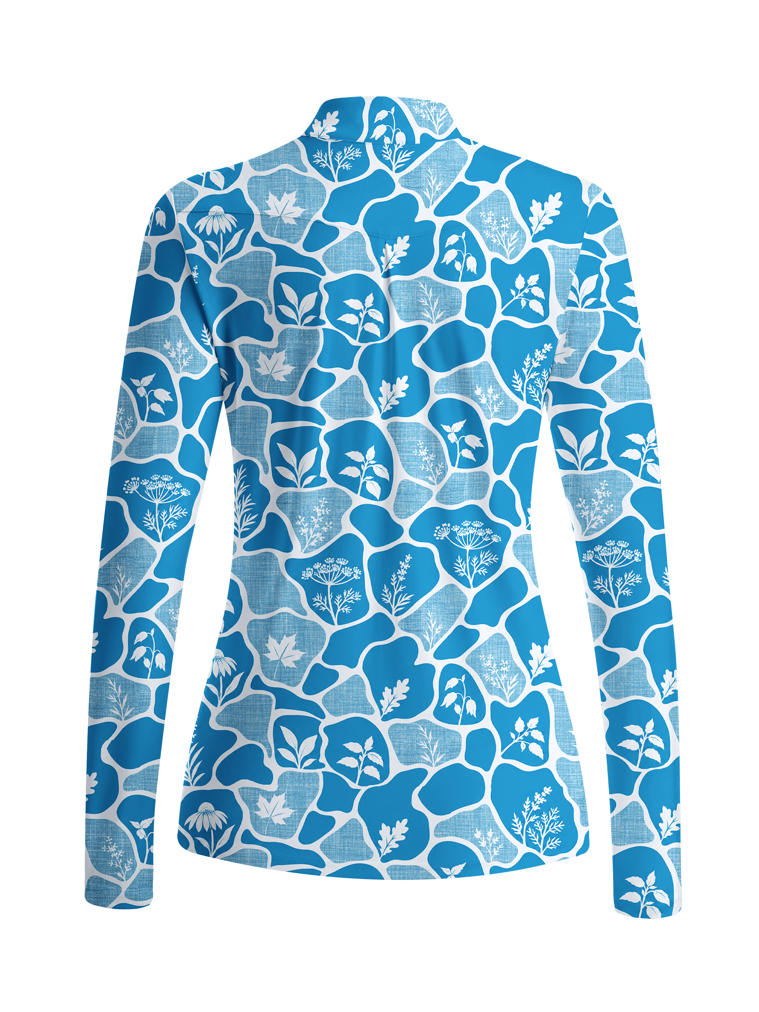 Cherryswing Women's Botanical Silhouette Pattern Long Sleeve Golf Shirt