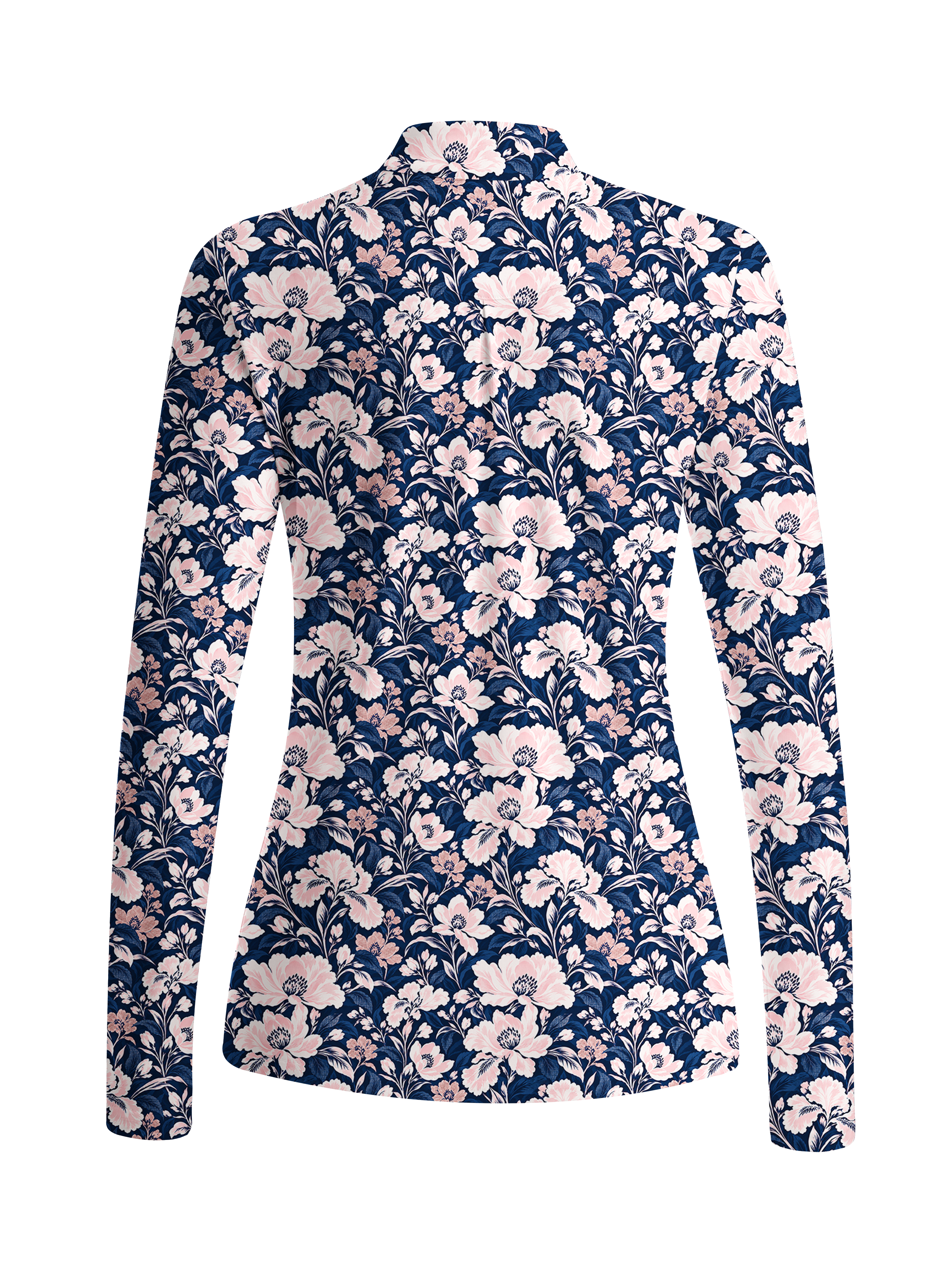 Cherryswing Women's Classic Floral Pattern Long Sleeve Golf Shirt