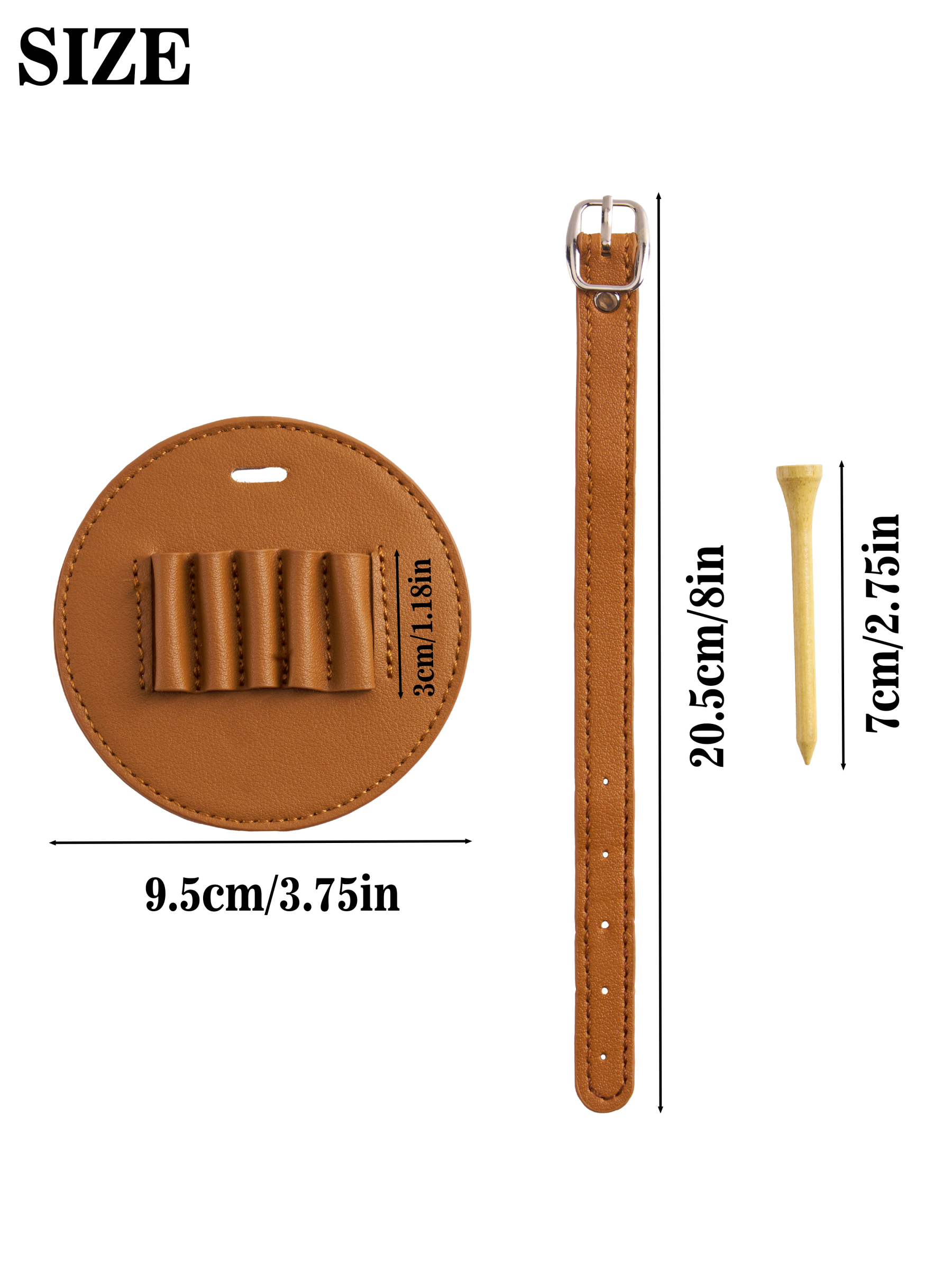 Cherryswing Leather Golf Tee Holder with Wood Golf Tees