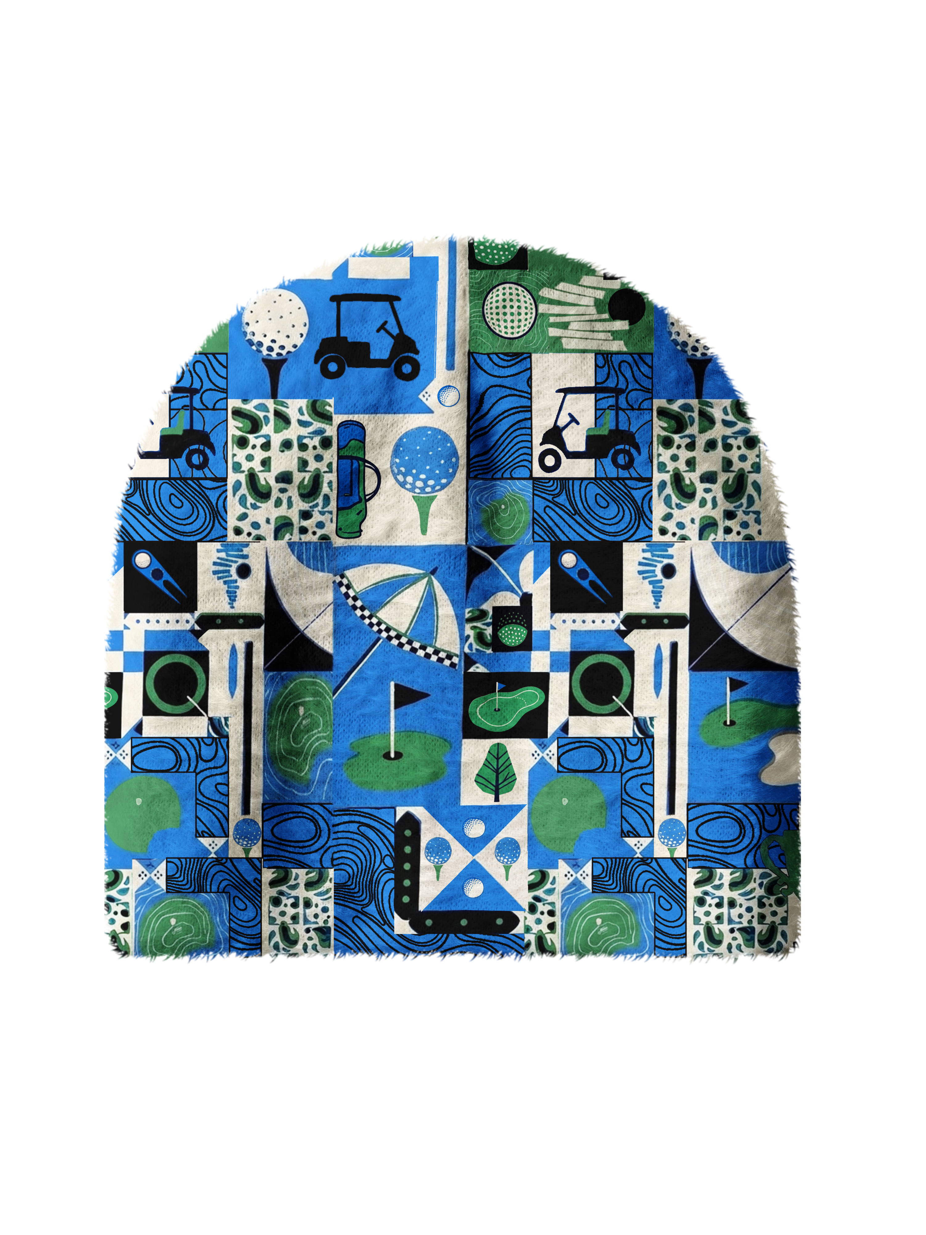 Cherryswing Women's Golf Collage Patchwork Cozy Knit Golf Beanie