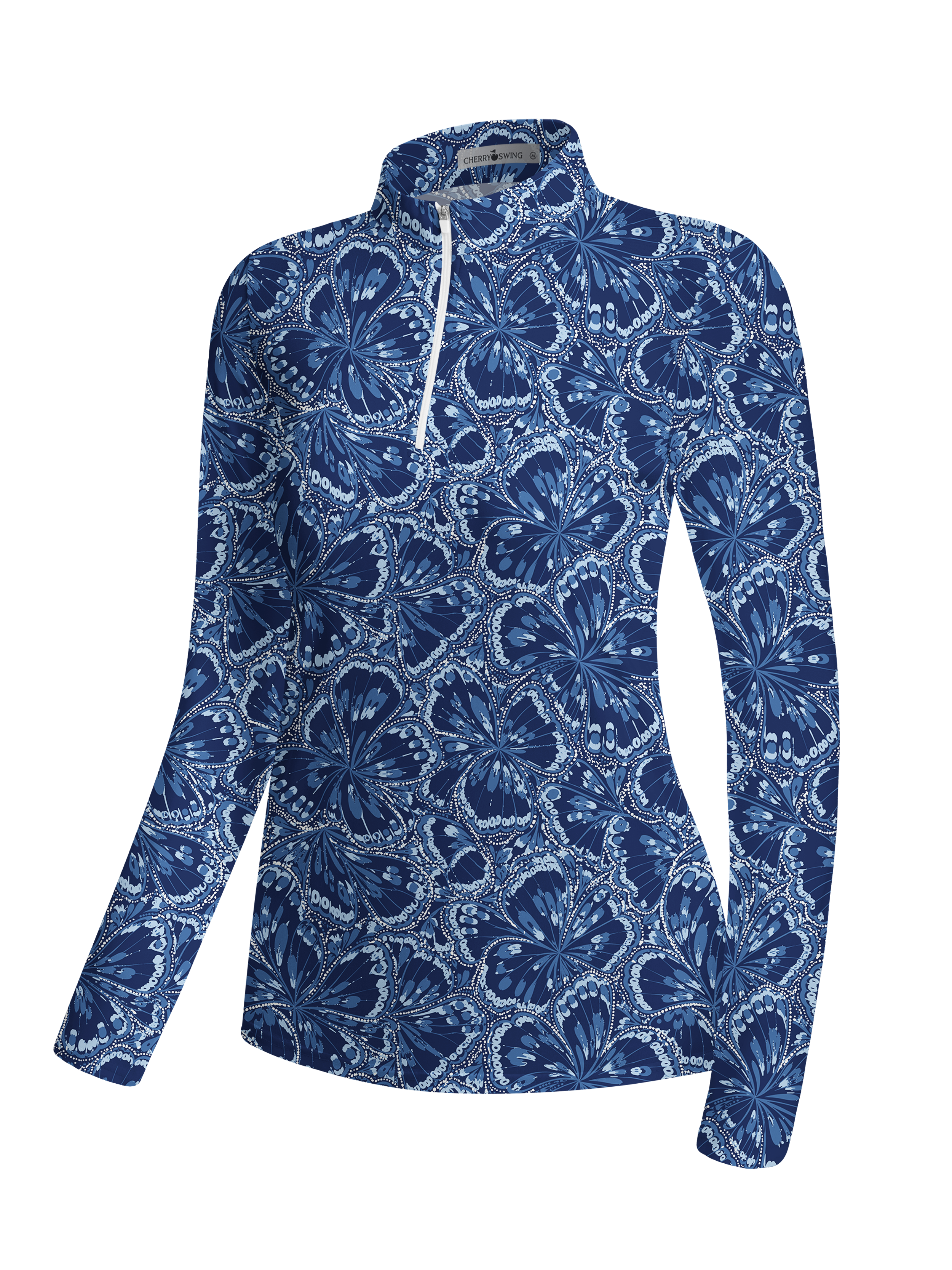 Cherryswing Women's Butterfly Pattern Long Sleeve Golf Shirt