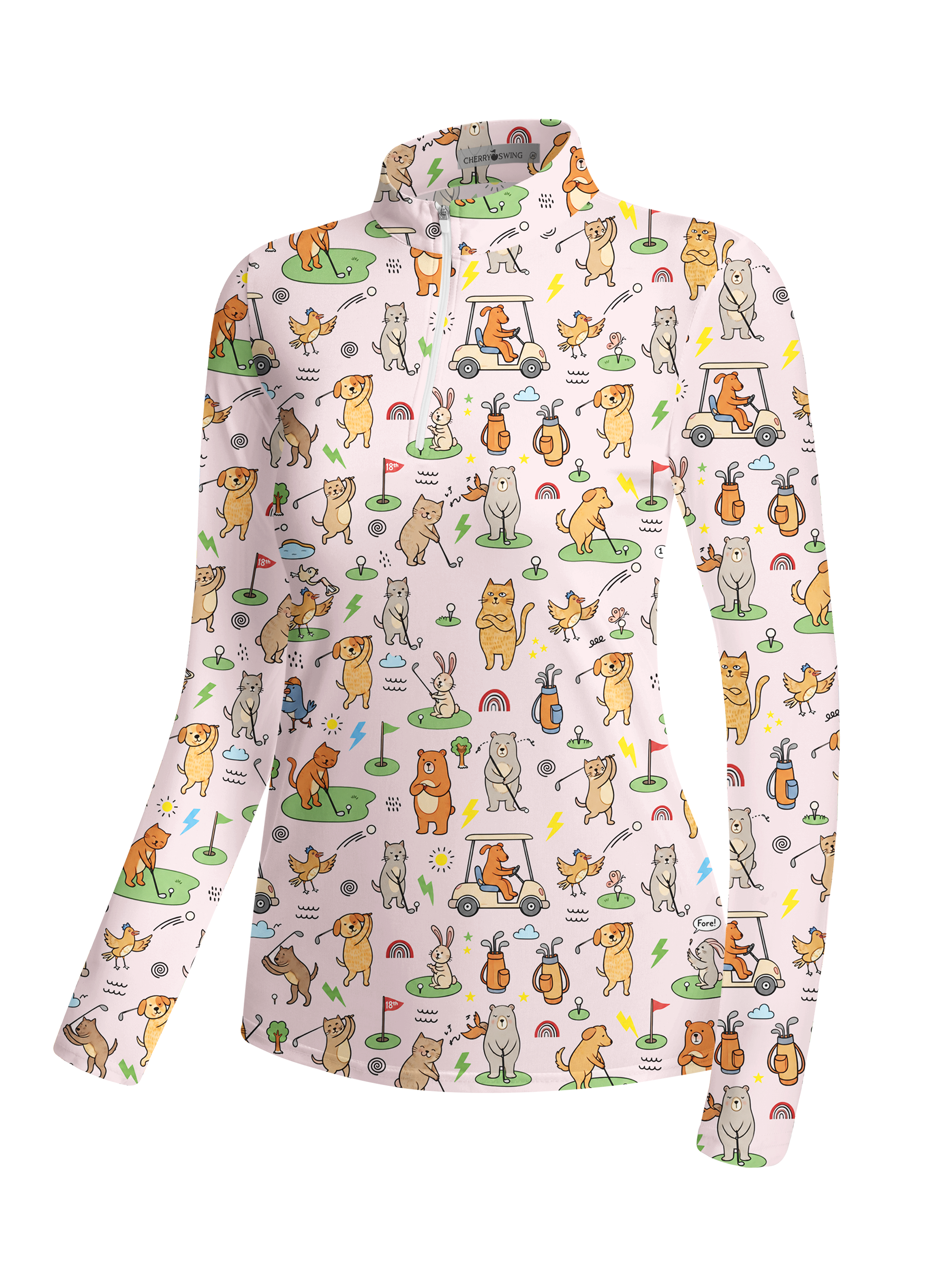 Cherryswing Women's Playful Animal Golfers Long Sleeve Golf Shirt