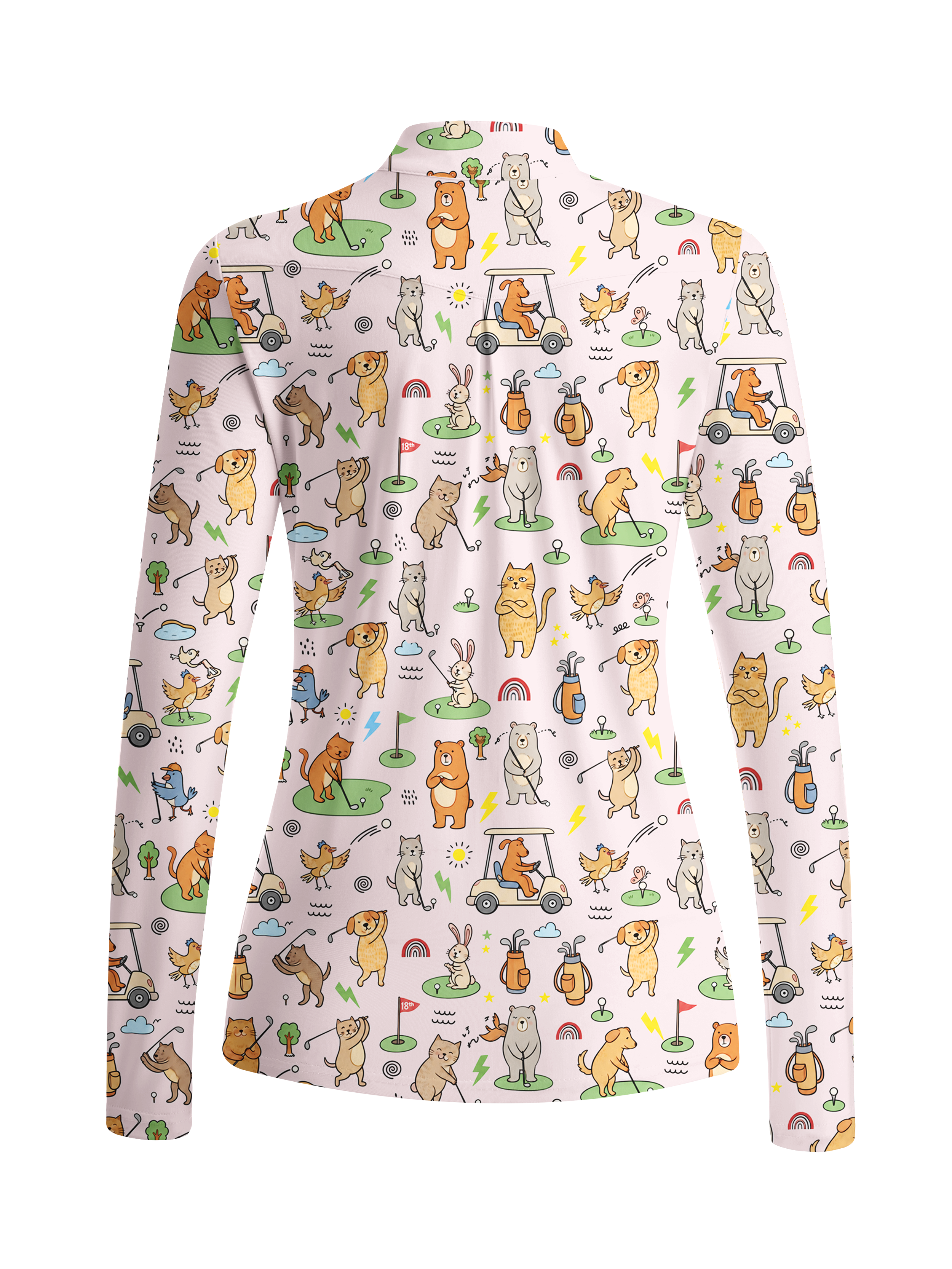 Cherryswing Women's Playful Animal Golfers Long Sleeve Golf Shirt