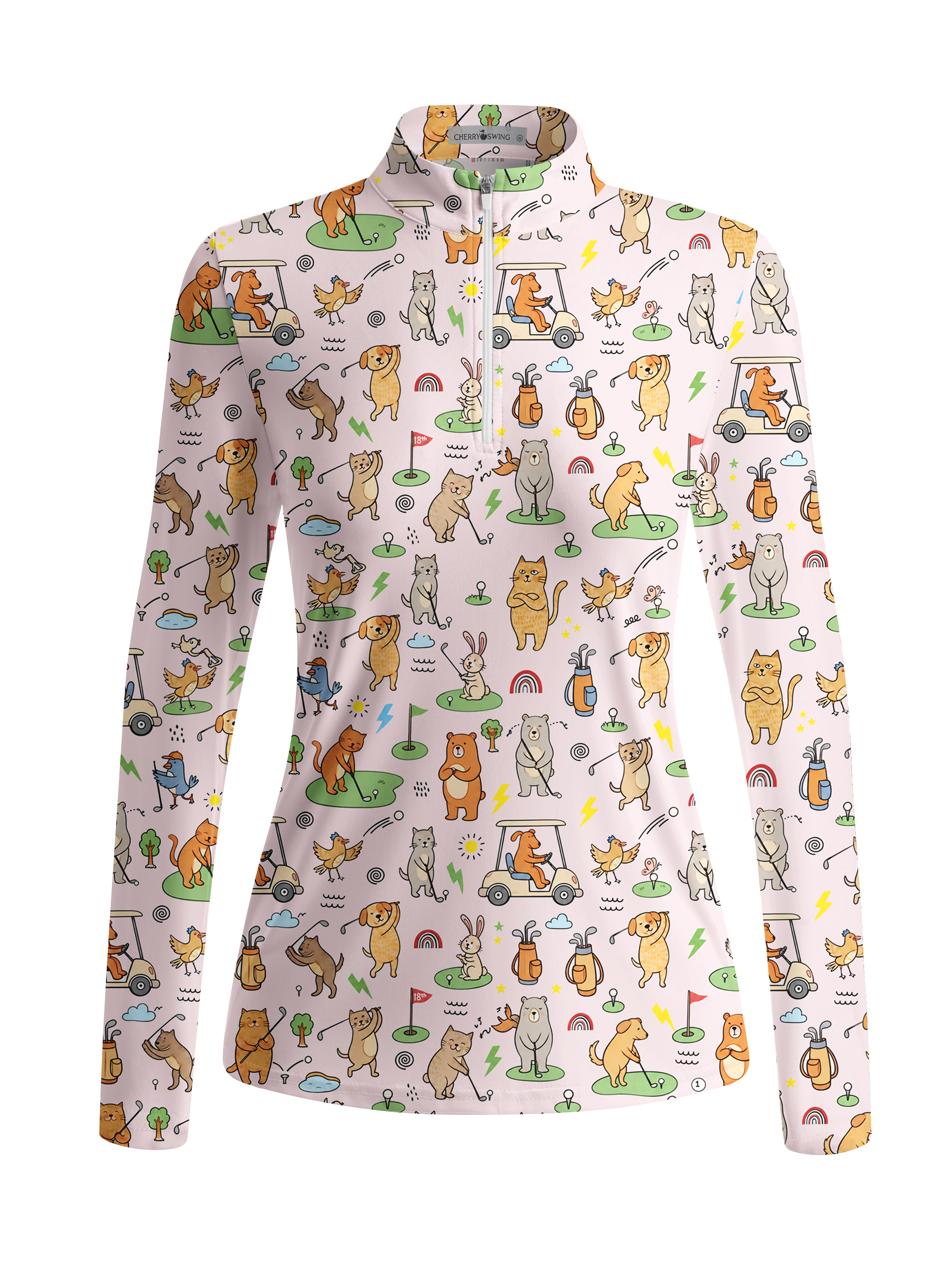 Cherryswing Women's Playful Animal Golfers Long Sleeve Golf Shirt