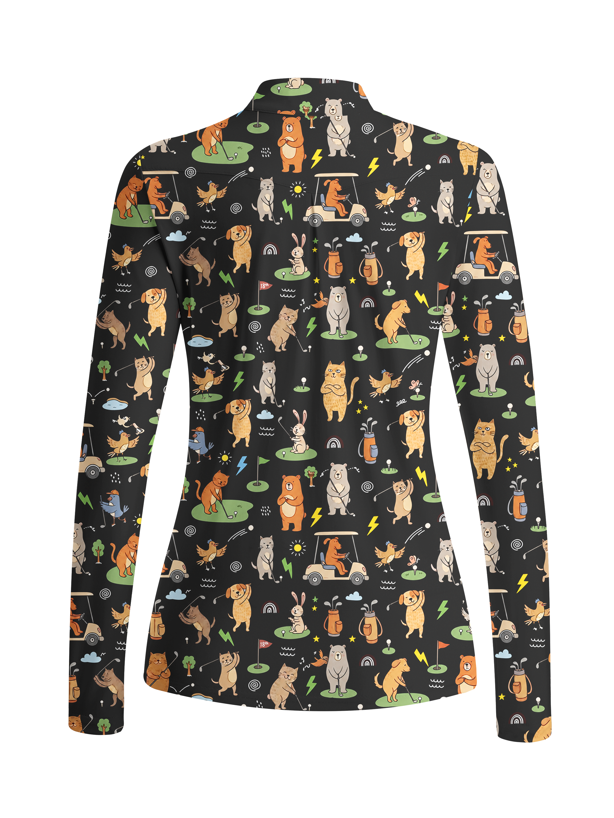 Cherryswing Women's Playful Animal Golfers Long Sleeve Golf Shirt