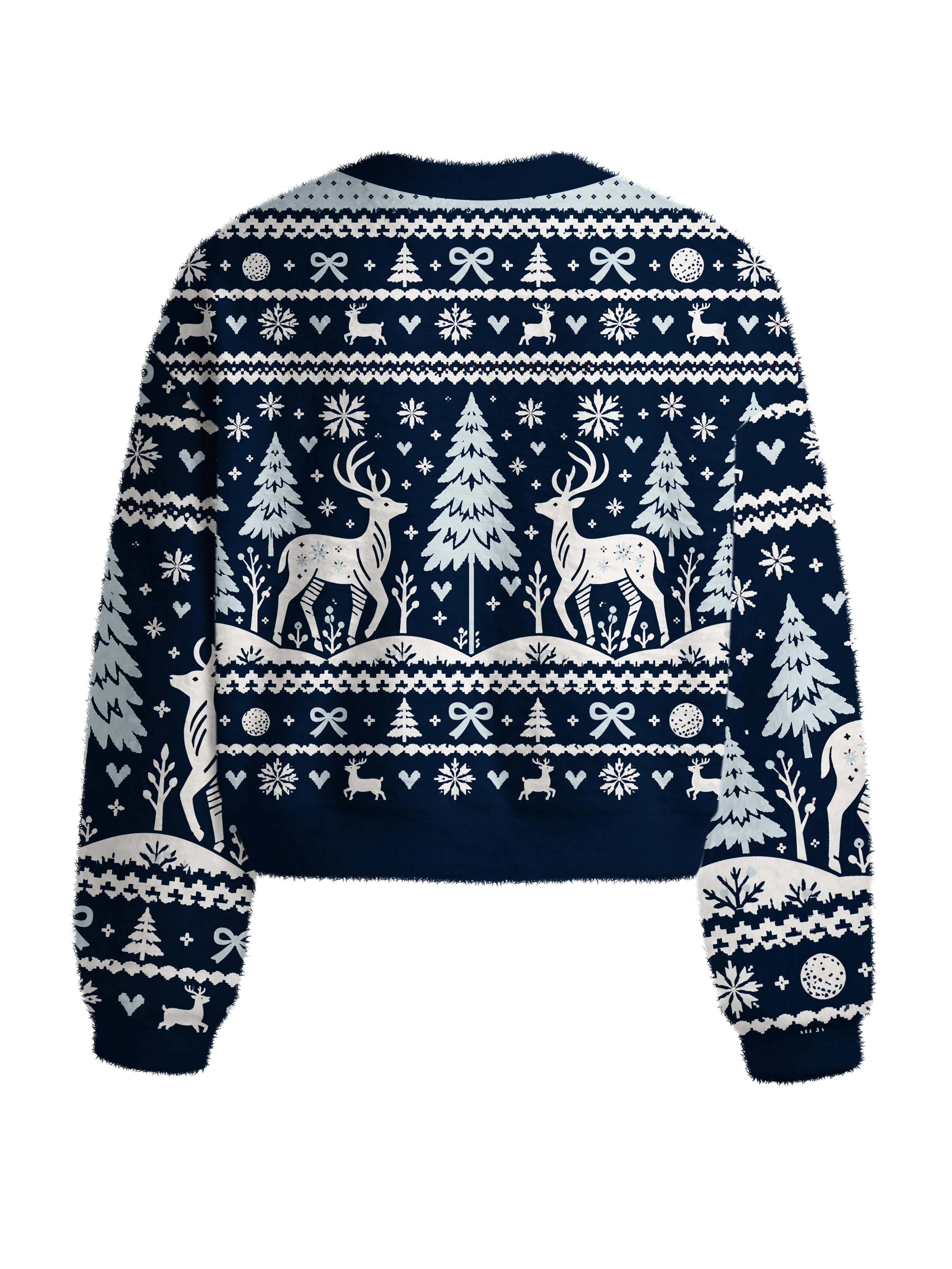 Cherryswing Women's Pastoral Snowscape Fuzzy Knit Golf Sweater