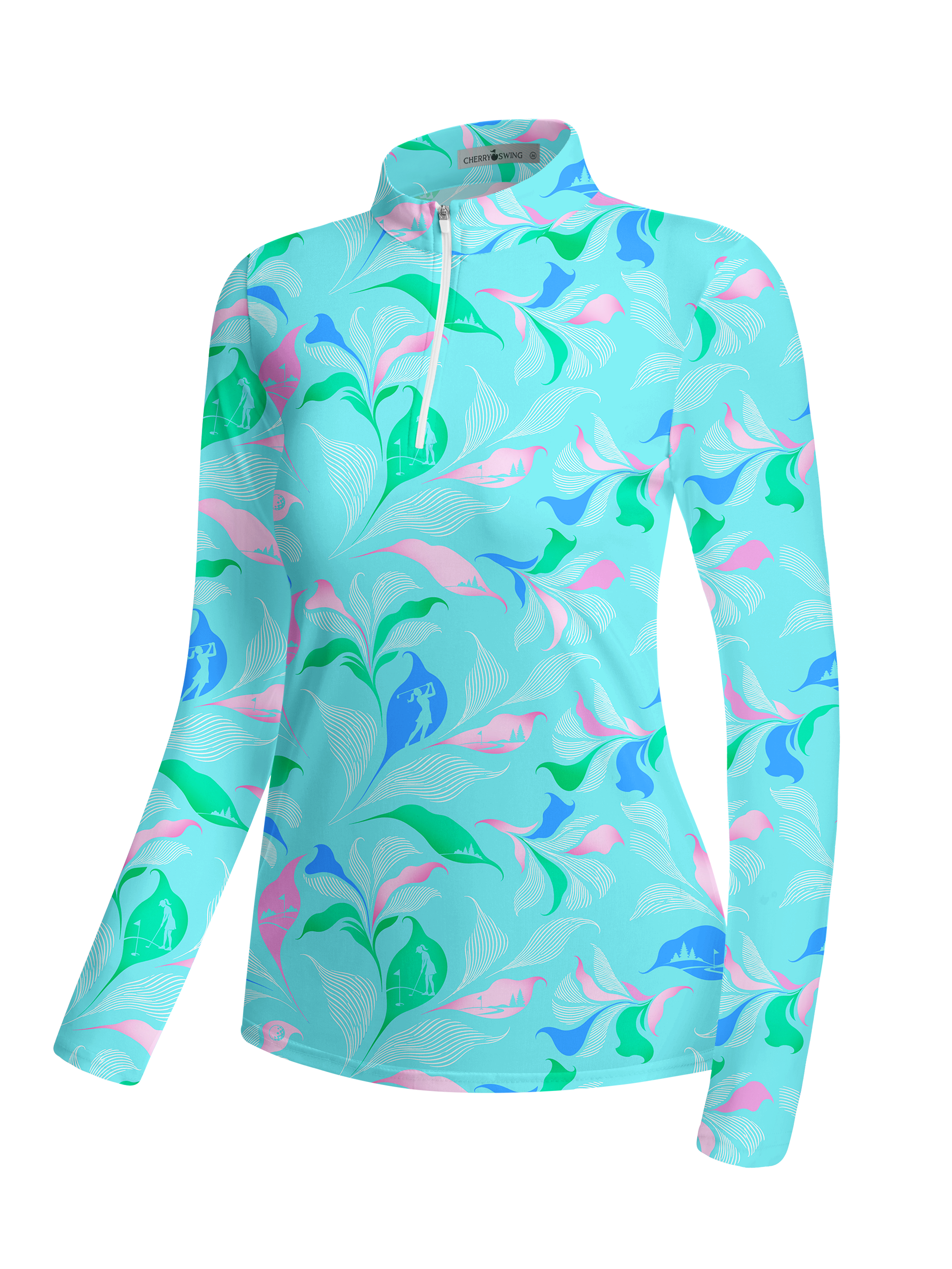 Cherryswing Women's Golf Silhouette Pattern Long Sleeve Golf Shirt