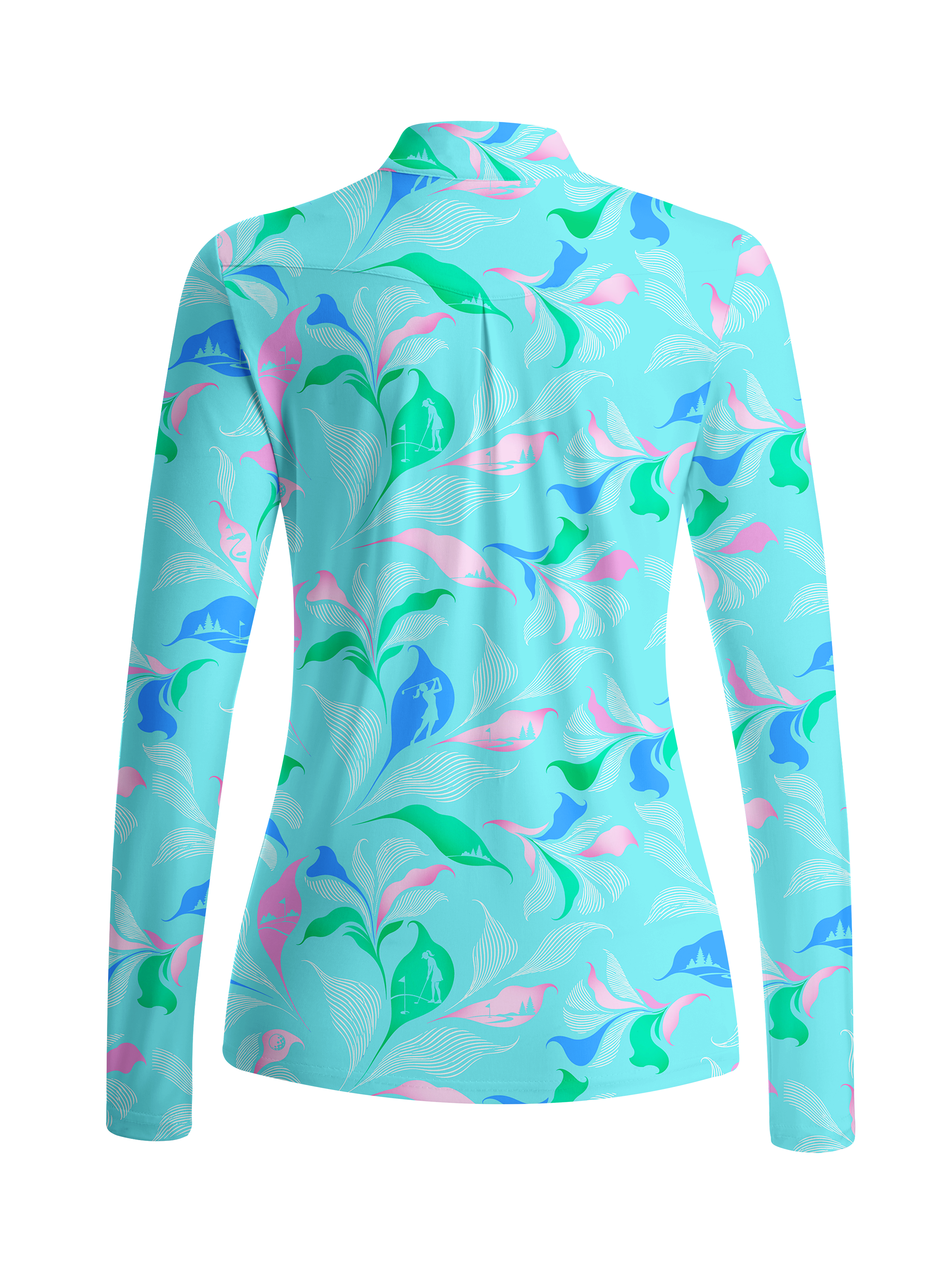 Cherryswing Women's Golf Silhouette Pattern Long Sleeve Golf Shirt