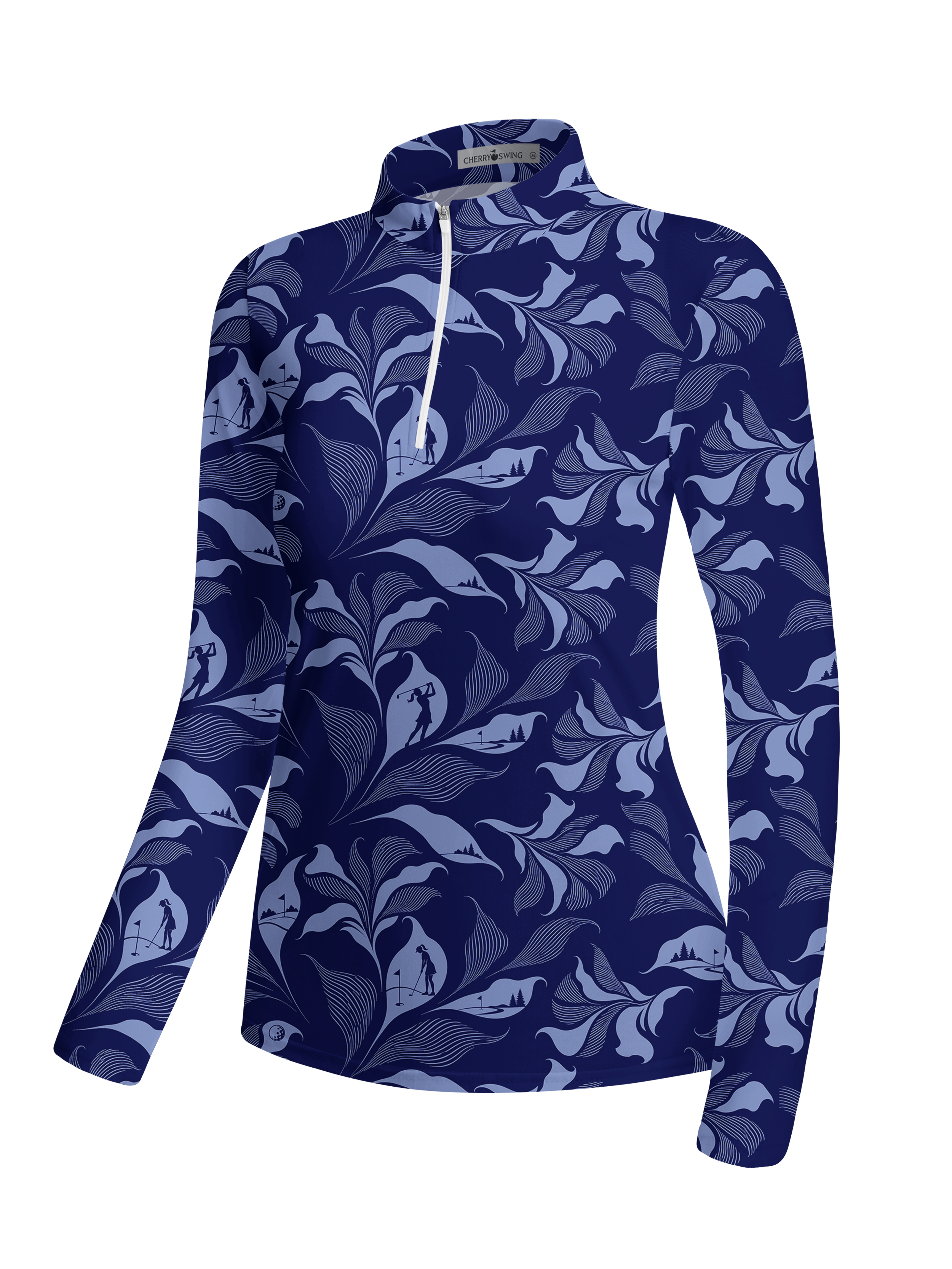 Cherryswing Women's Golf Silhouette Pattern Long Sleeve Golf Shirt