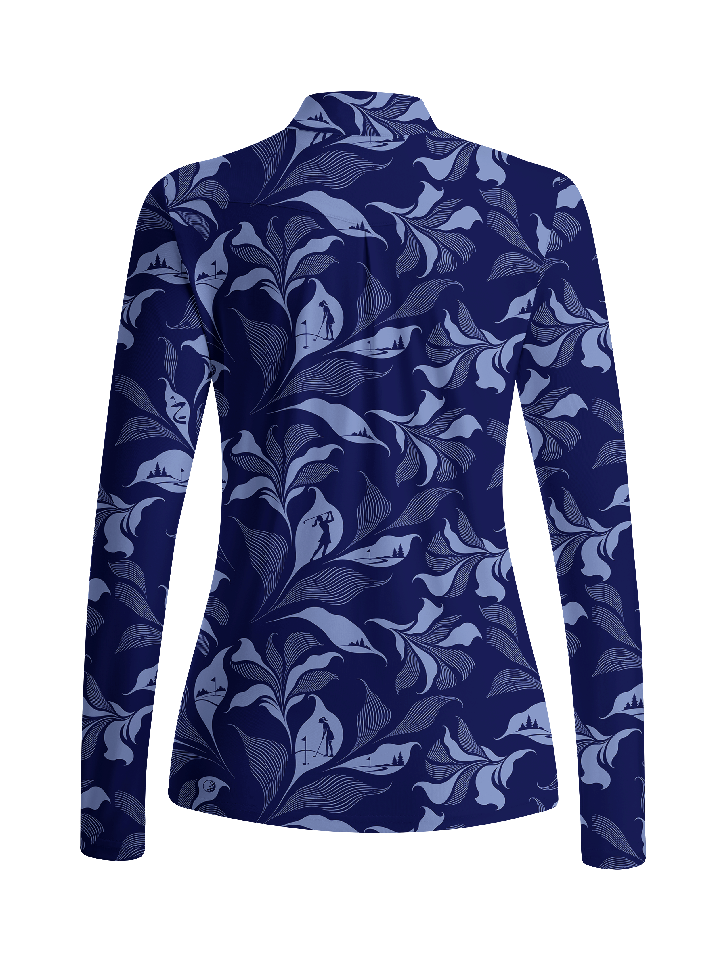 Cherryswing Women's Golf Silhouette Pattern Long Sleeve Golf Shirt
