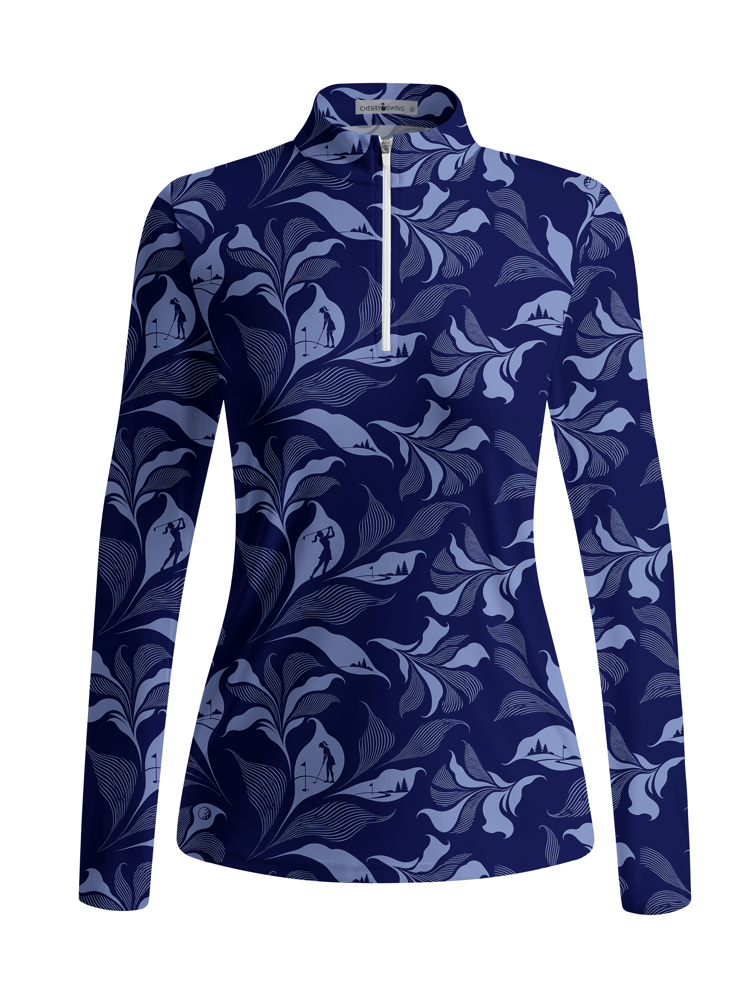 Cherryswing Women's Golf Silhouette Pattern Long Sleeve Golf Shirt
