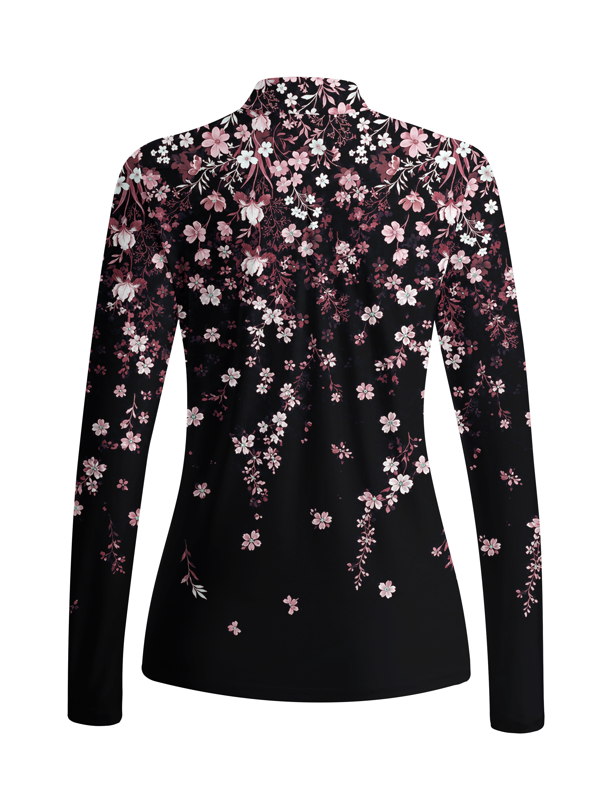Cherryswing Women's Midnight Floral Long Sleeve Golf Shirt