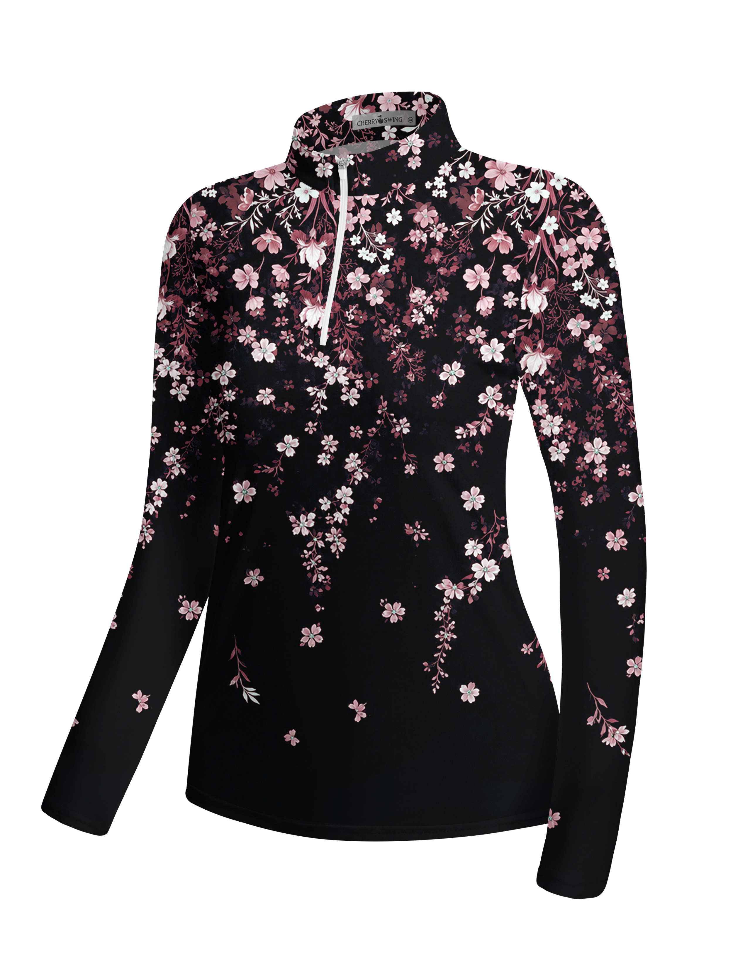Cherryswing Women's Midnight Floral Long Sleeve Golf Shirt