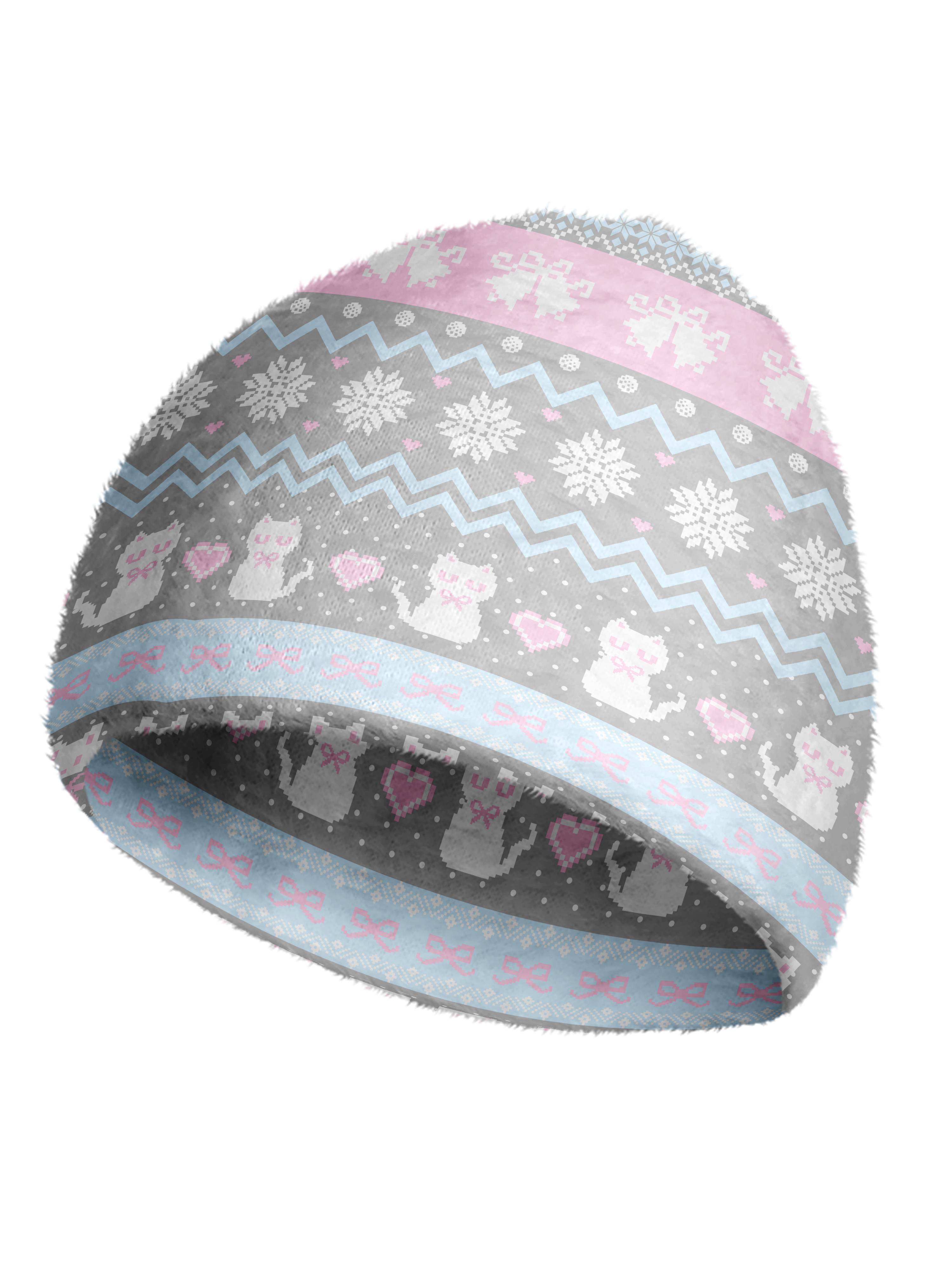 Cherryswing Women's Pixel Cat and Snowflake Nordic Cozy Knit Golf Beanie