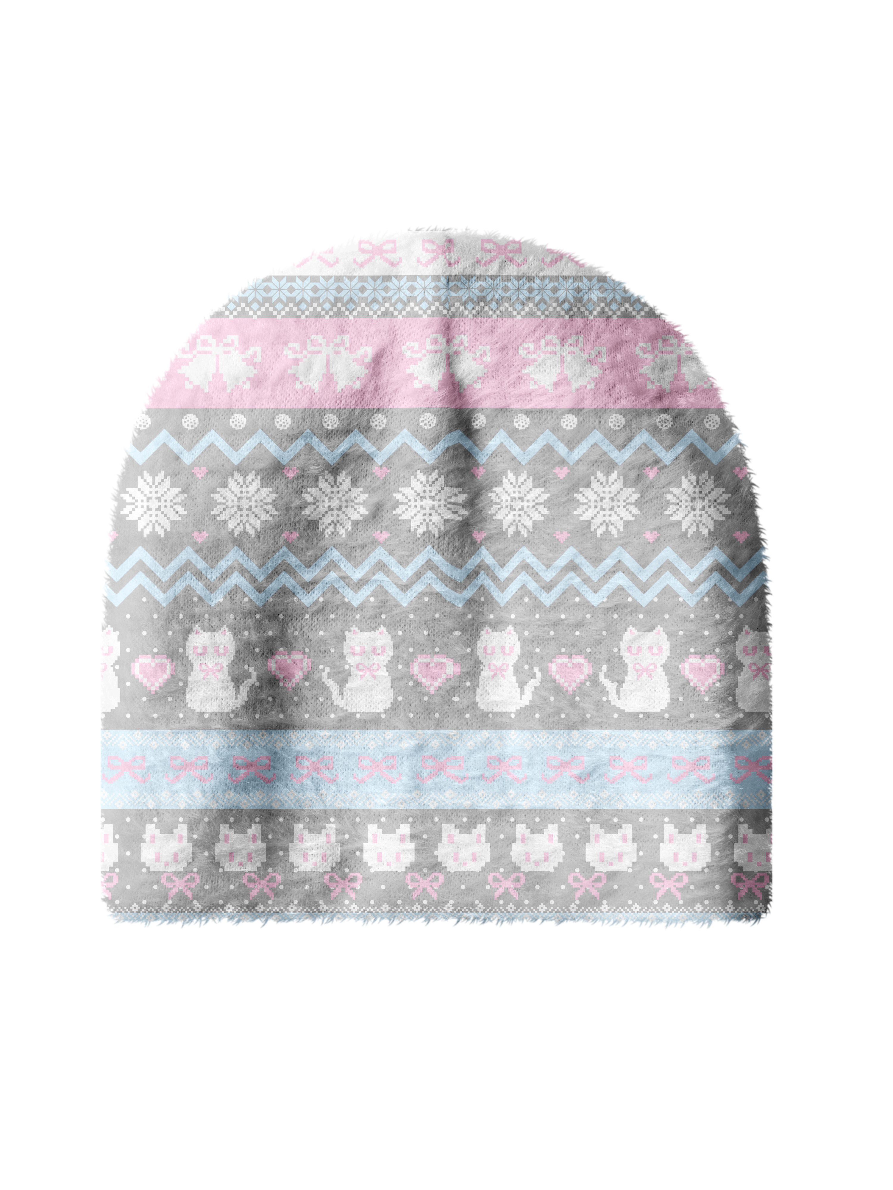 Cherryswing Women's Pixel Cat and Snowflake Nordic Cozy Knit Golf Beanie