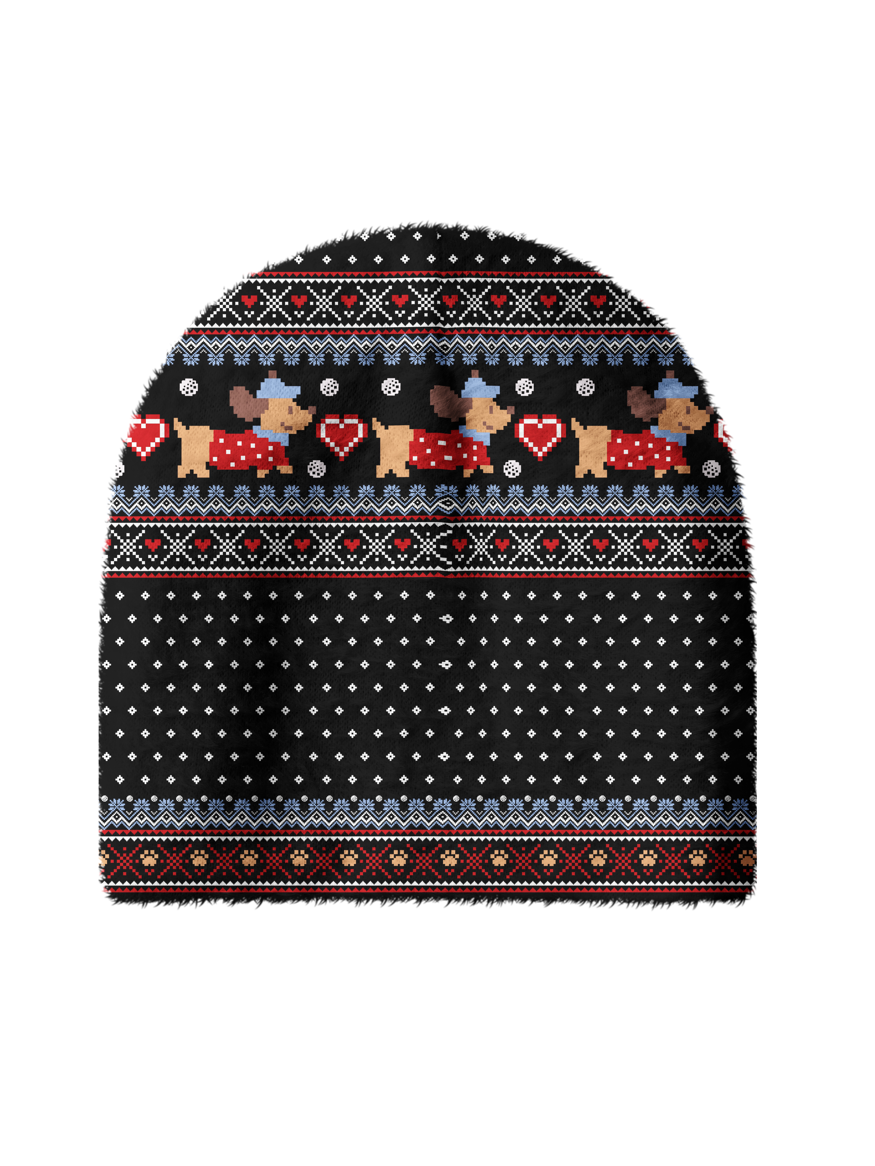 Cherryswing Women's Pixel Dog and Heart Nordic Cozy Knit Golf Beanie