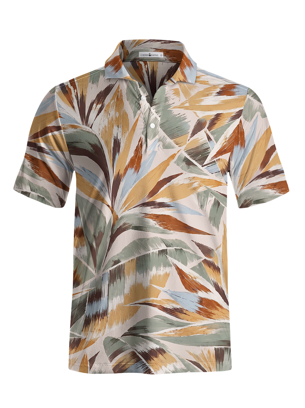 Cherryswing Bold Brushstroke Tropical Leaf Men's Polo Shirt