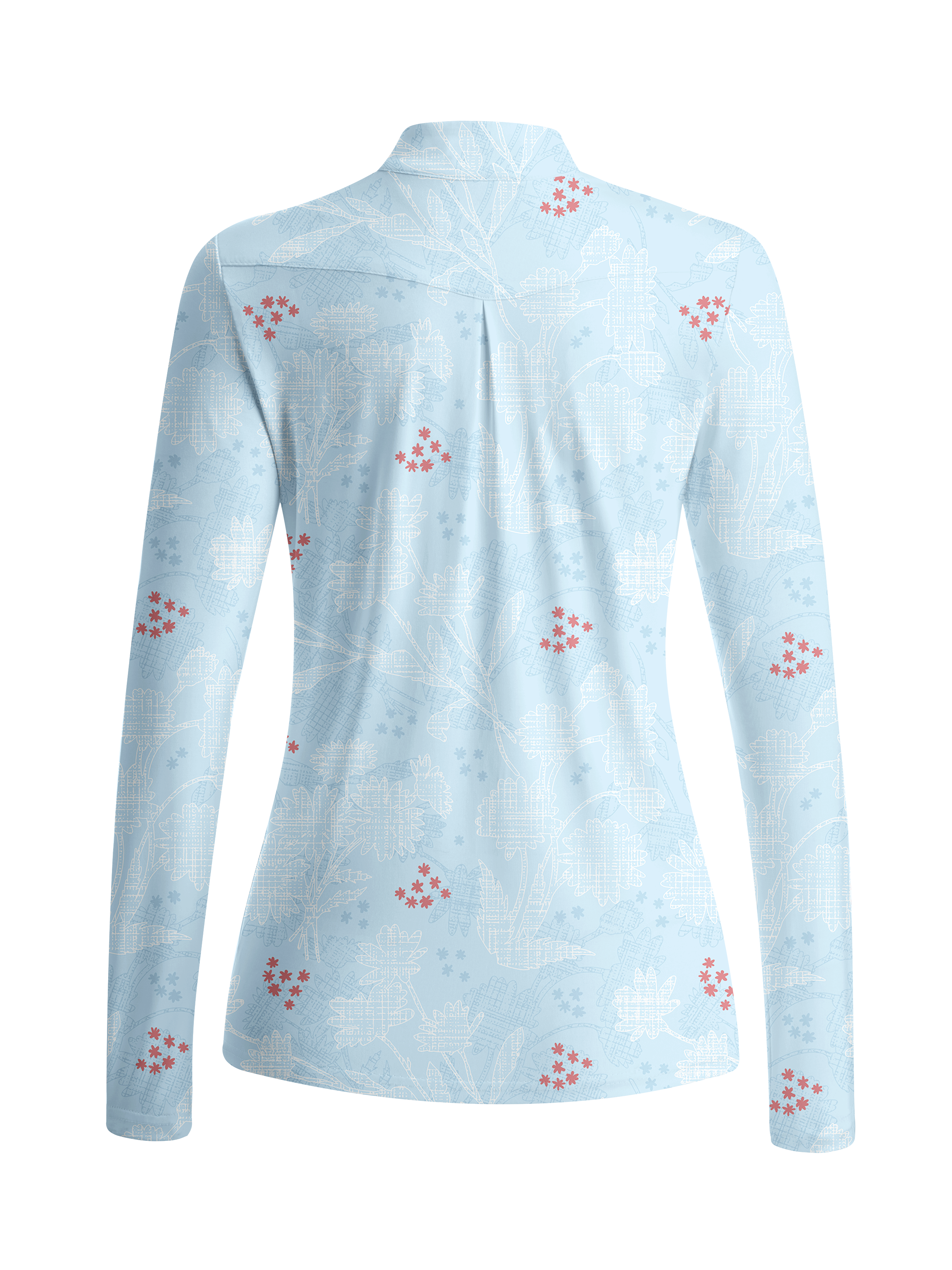 Cherryswing Women's Line Art Floral and Star Pattern Long Sleeve Golf Shirt