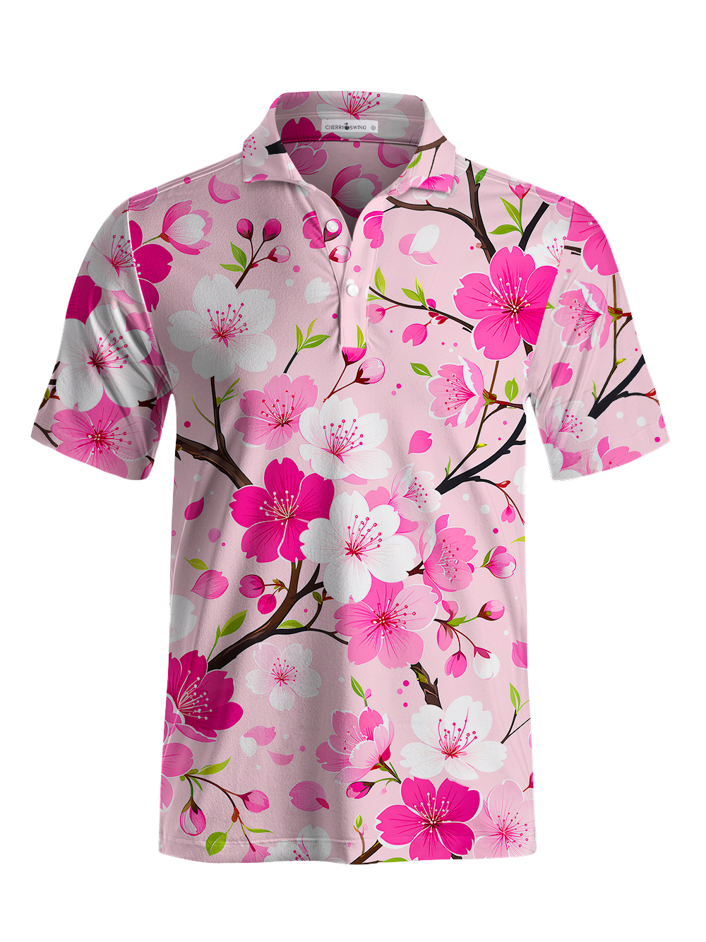 Cherryswing Cherry Blossom Branch Print Men's Polo Shirt