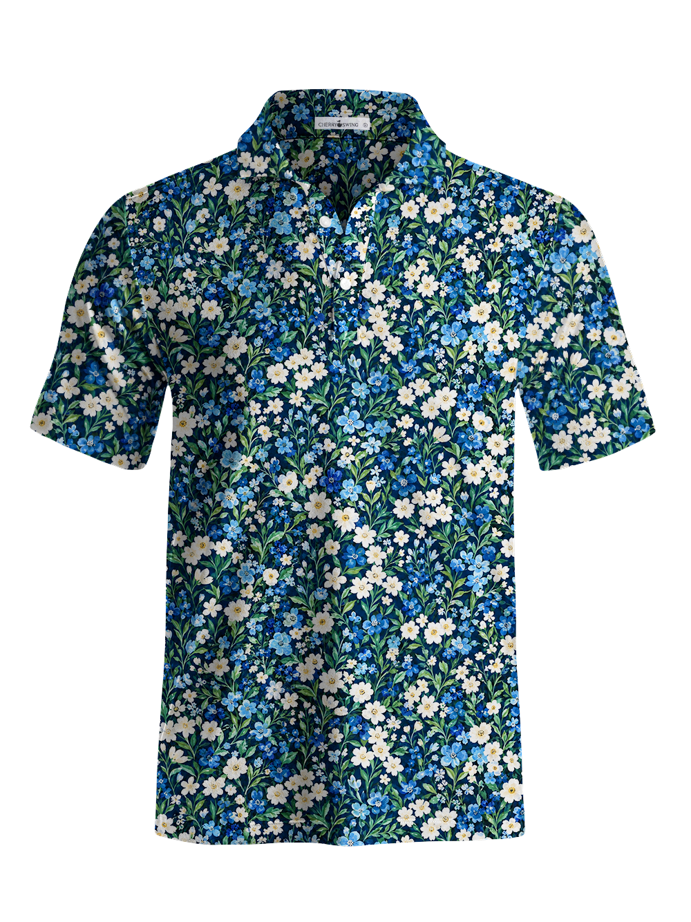 Cherryswing Midnight Garden Floral Print Men's Polo Shirt