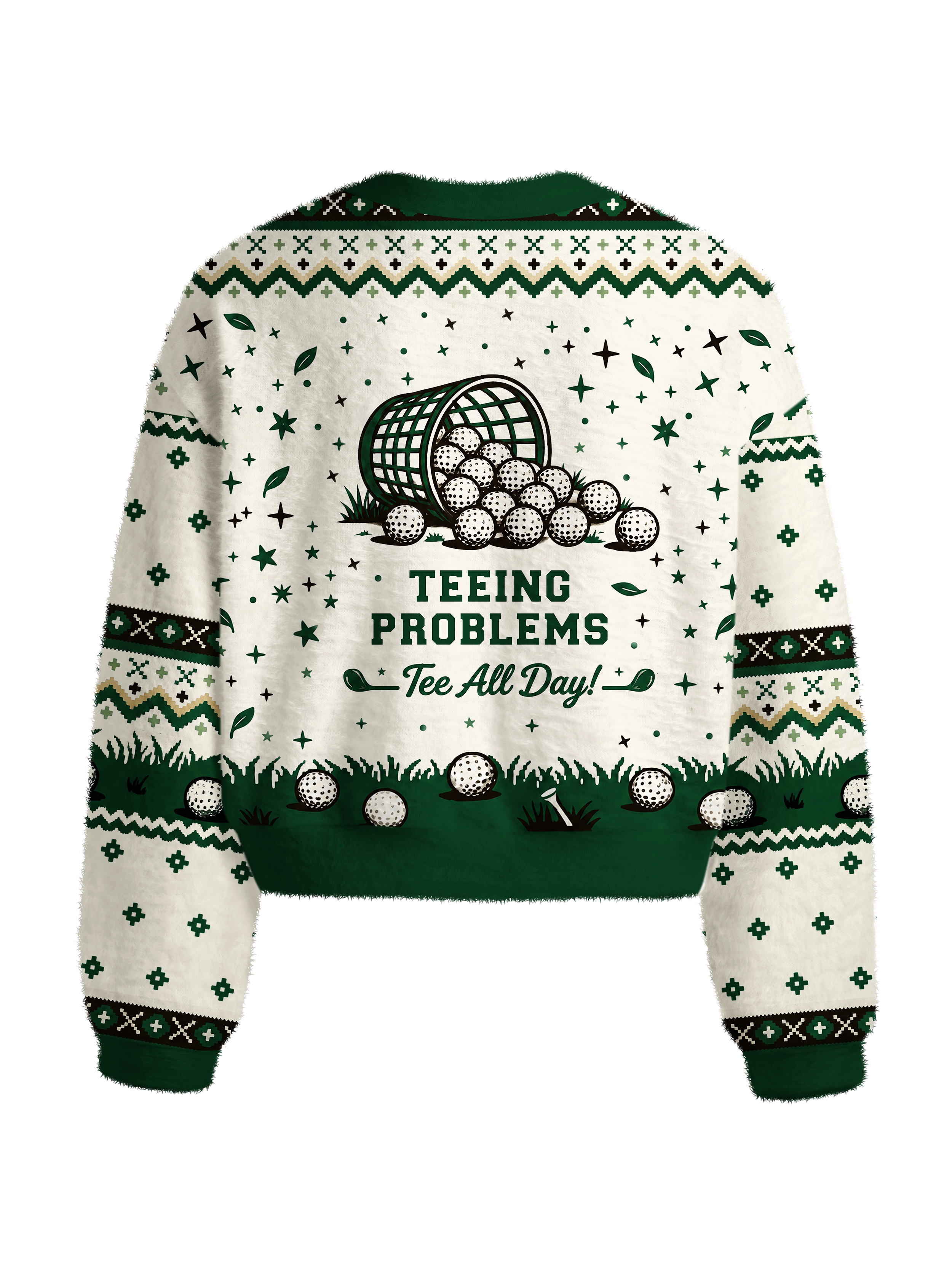 Cherryswing Women's Fun Teeing Area Fuzzy Knit Golf Sweater
