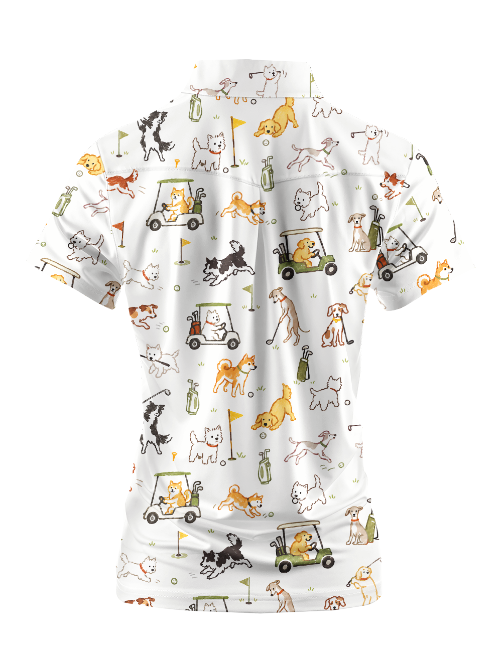 Cherryswing Women's Cute Golf Pup Novelty Print Short Sleeve Golf Shirt