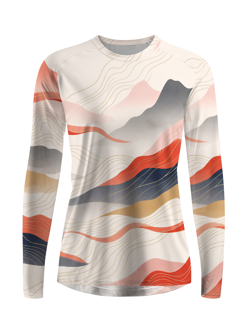 Cherryswing Women's Abstract Landscape Wave Golf Shirt