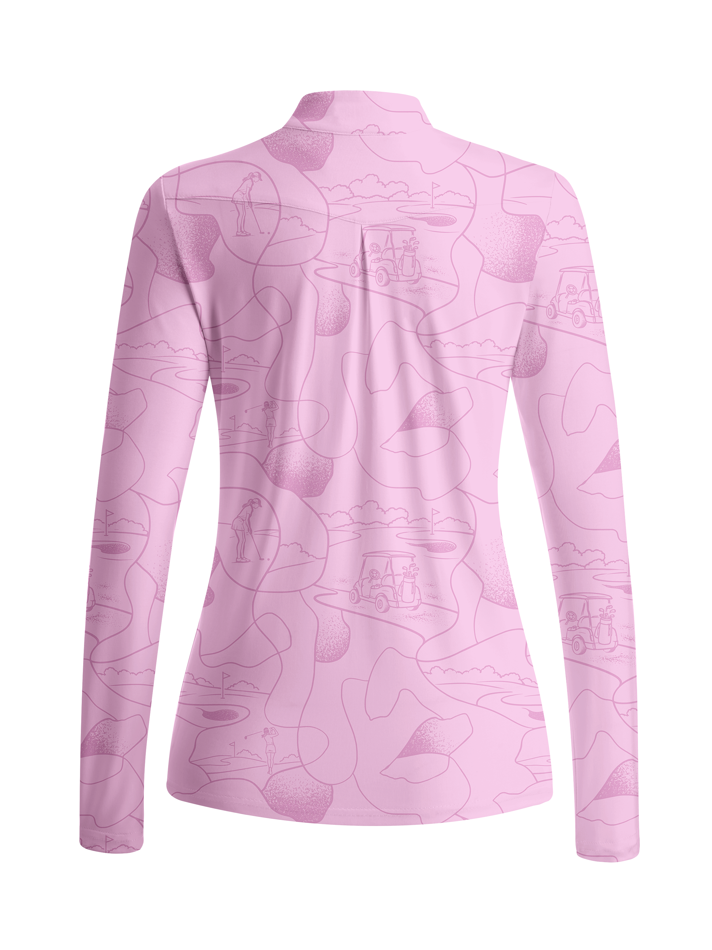 Cherryswing Women's Course Line Art Pattern Long Sleeve Golf Shirt