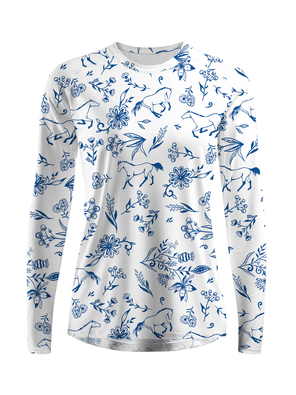 Cherryswing Women's Horses And Florals Golf Shirt