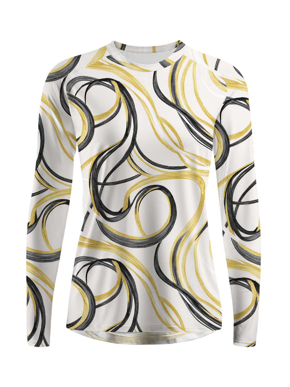 Cherryswing Women's Gold Swirl Line Golf Shirt