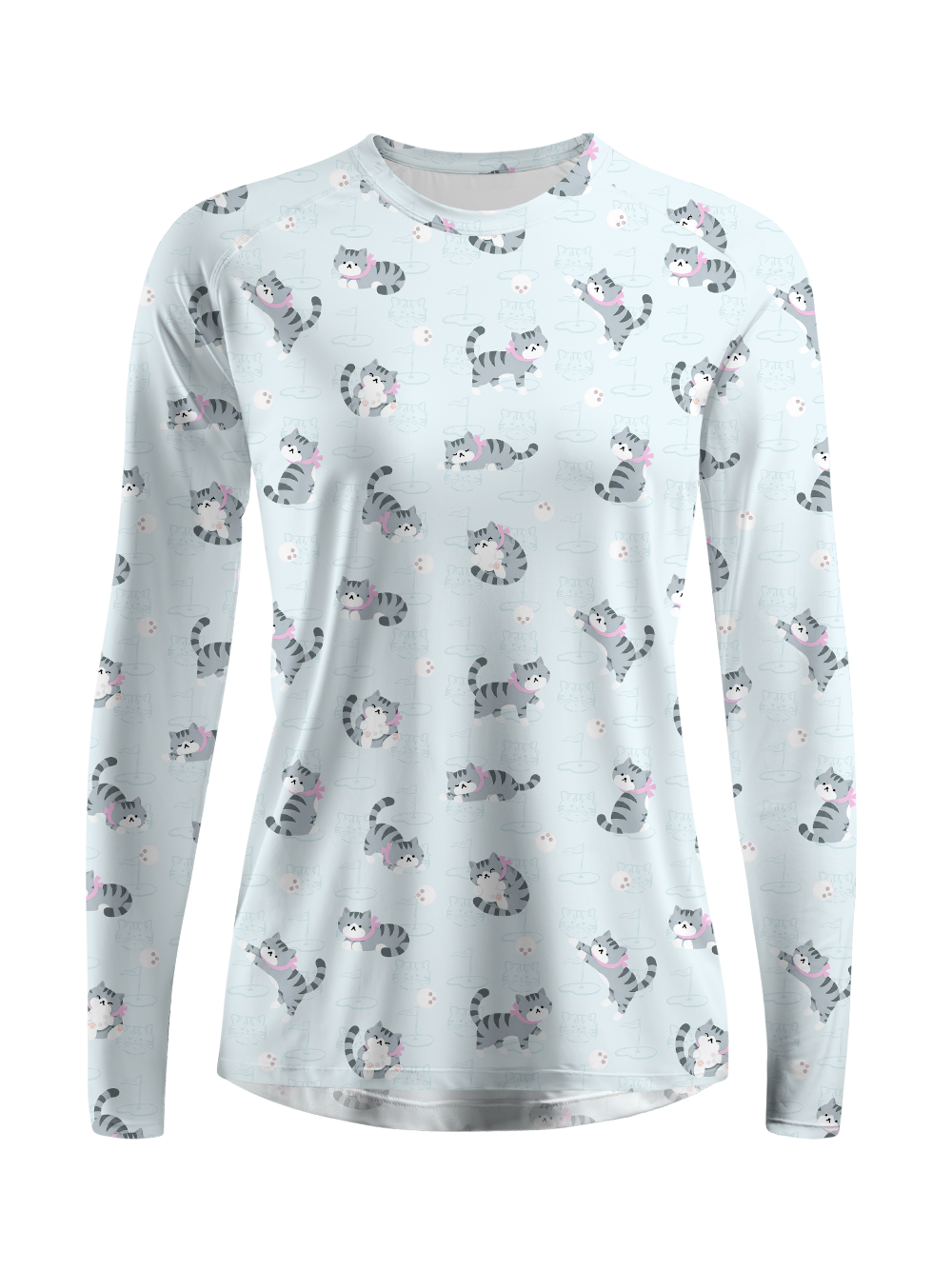 Cherryswing Women's Playful Cat Novelty Print Golf Shirt
