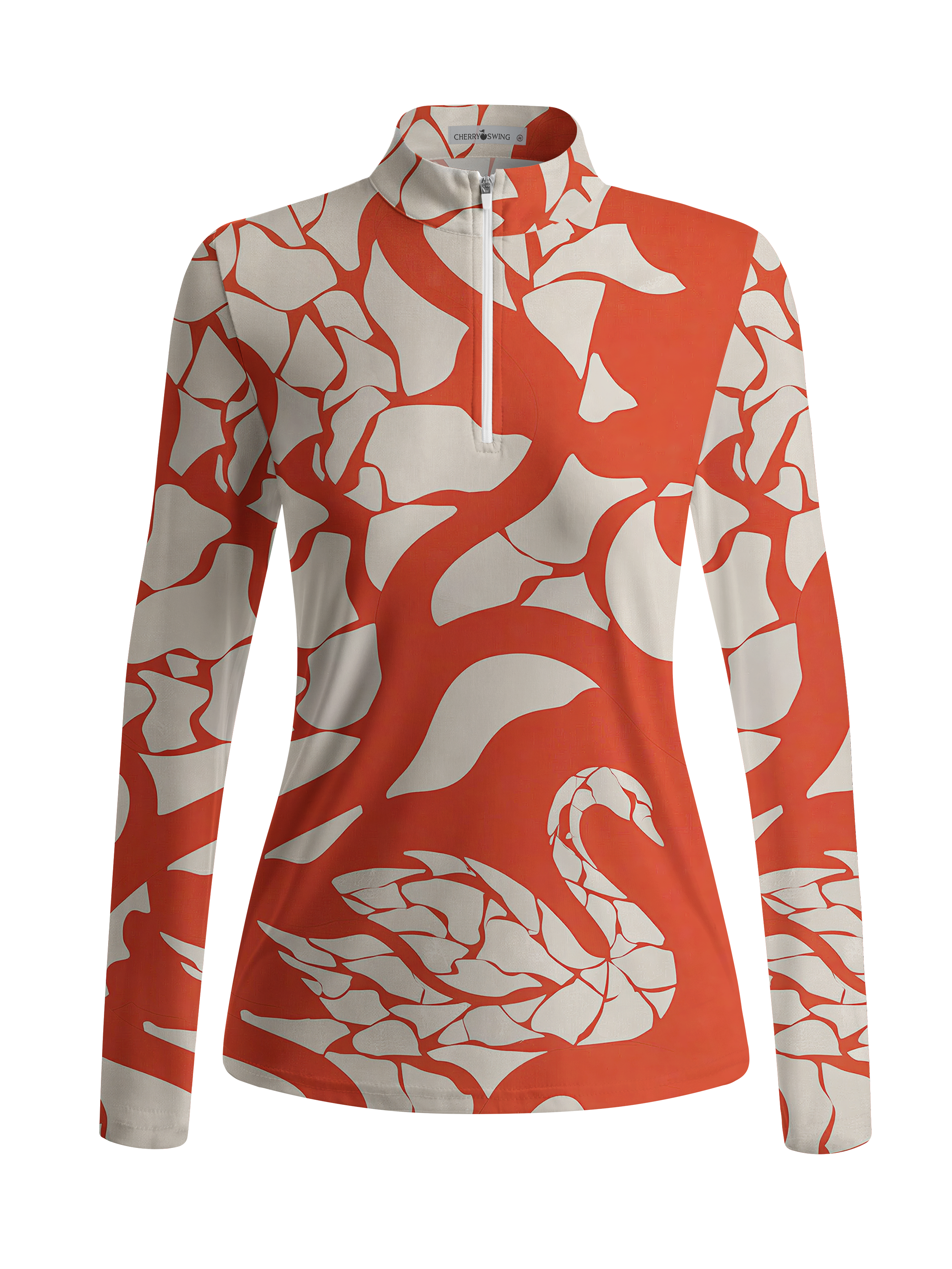 Cherryswing Women's Gradient Color FlowersLong Sleeve Golf Polo