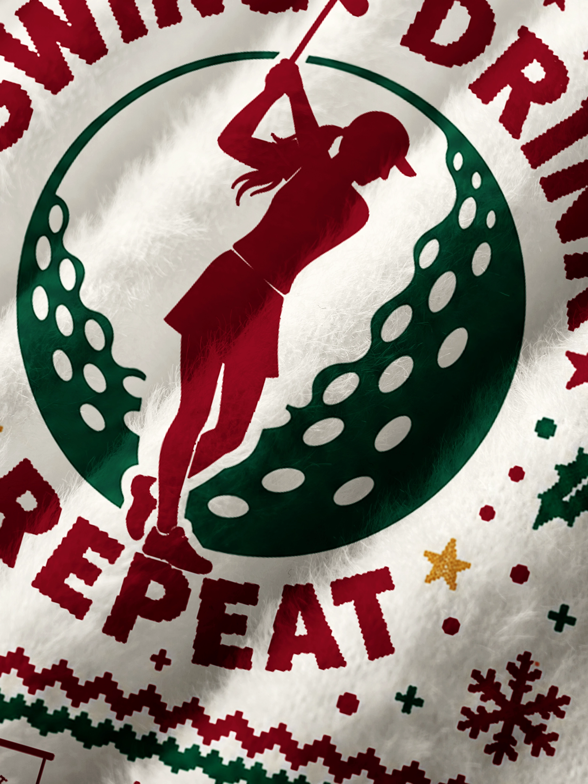 Cherryswing Women's Swing Drink Repeat Fun Fuzzy Knit Golf Sweater