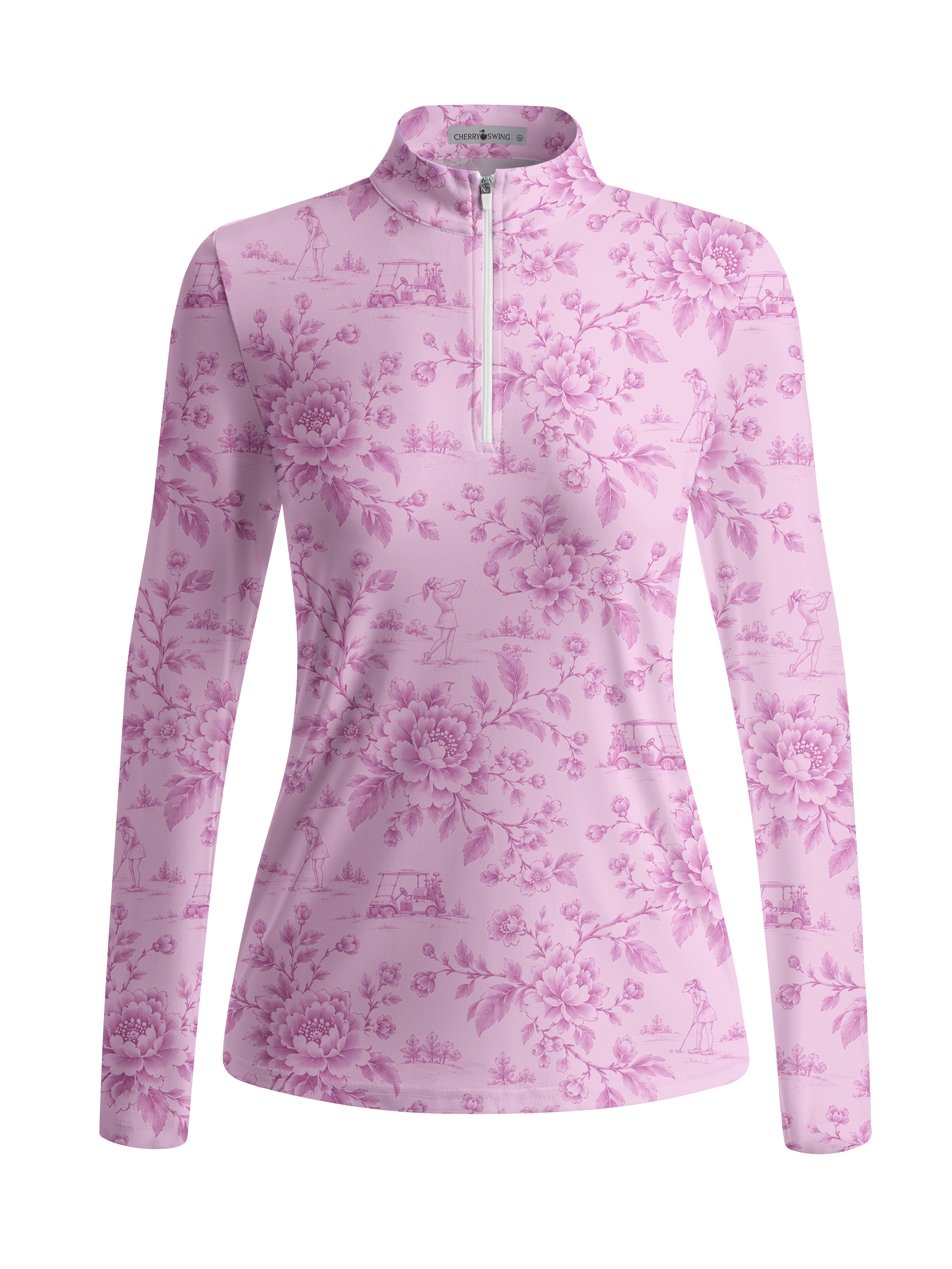 Cherryswing Women's Blue and White Pastoral Golf Style Long Sleeve Shirt
