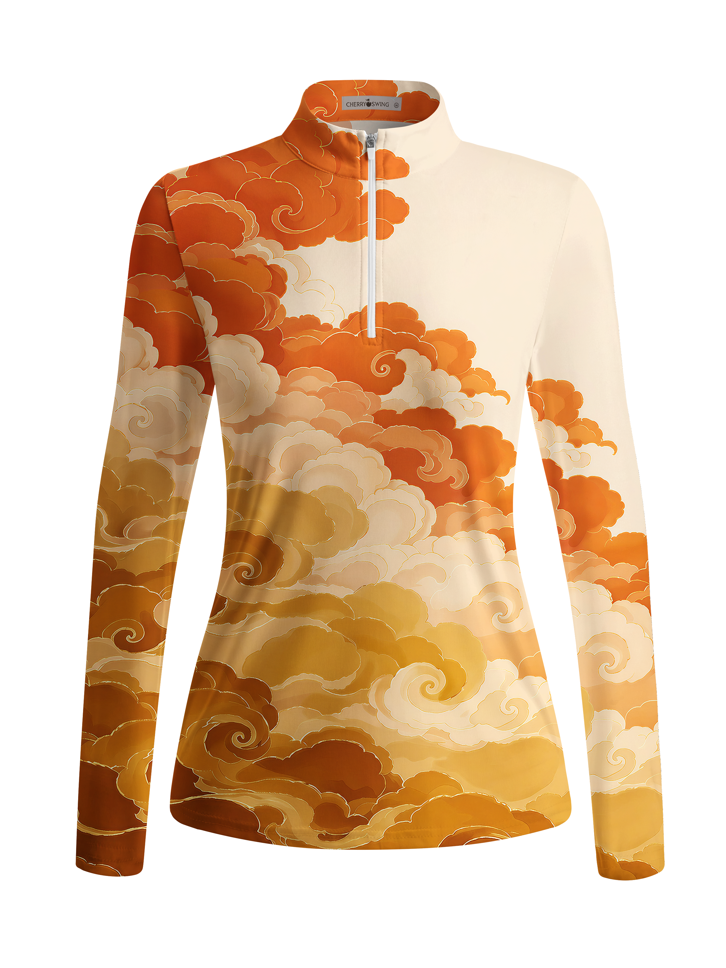 Cherryswing Women's Oriental Auspicious Cloud Long Sleeve Golf Shirt