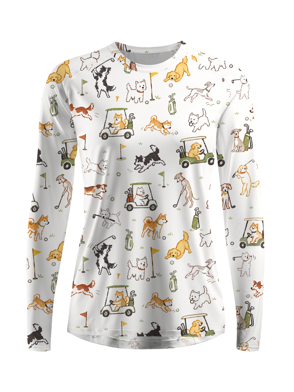 Cherryswing Women's Cute Golf Pup Novelty Print Golf Shirt