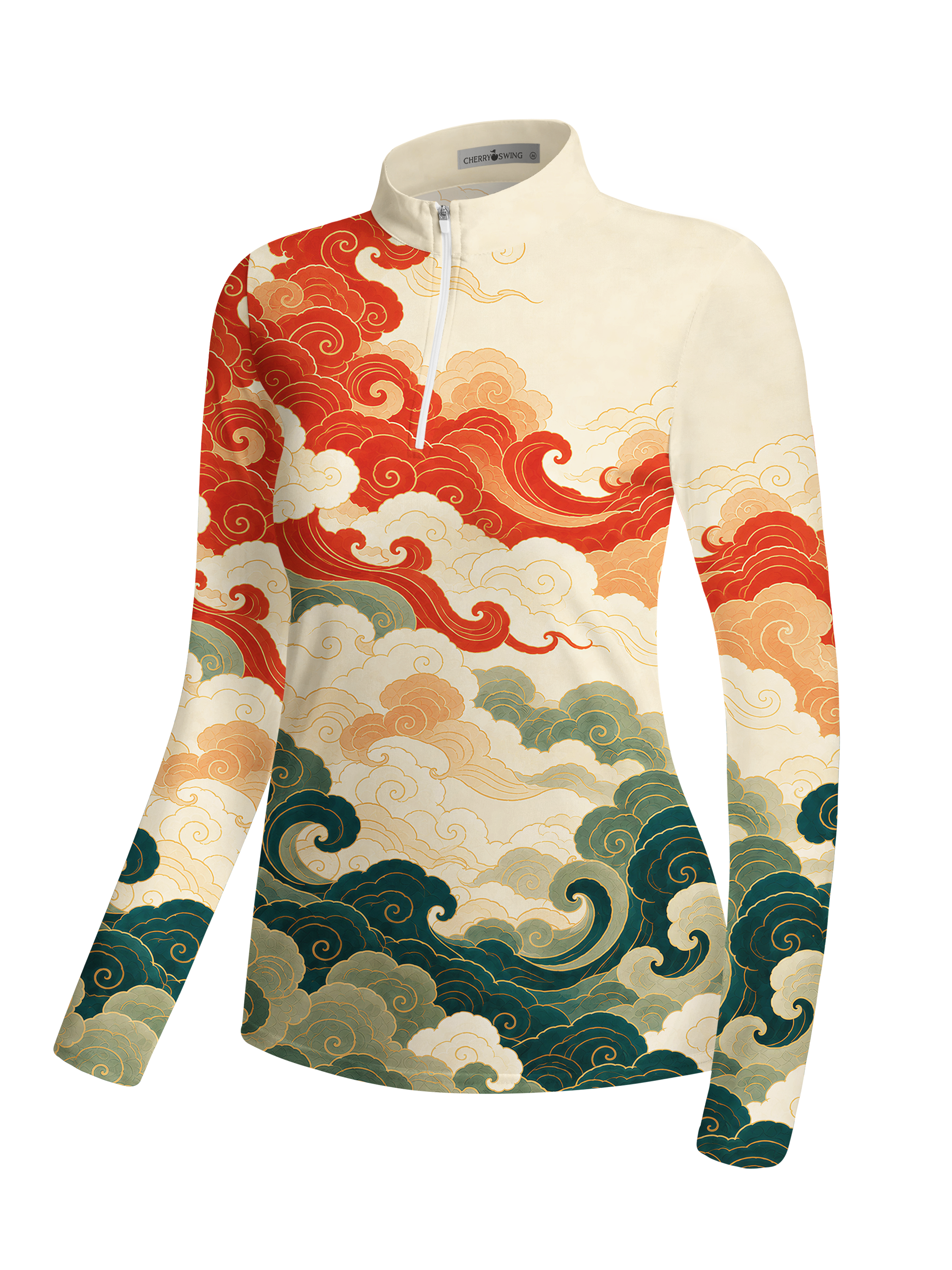 Cherryswing Women's Auspicious Clouds Gradient Long Sleeve Golf Shirt