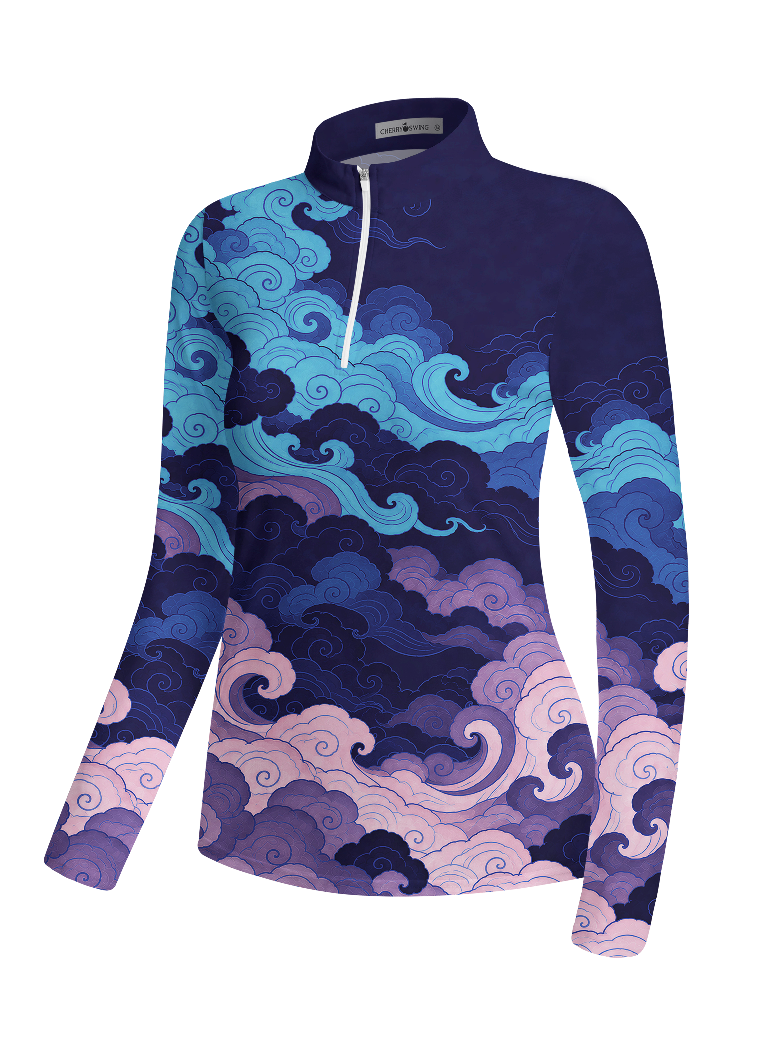 Cherryswing Women's Auspicious Clouds Gradient Long Sleeve Golf Shirt