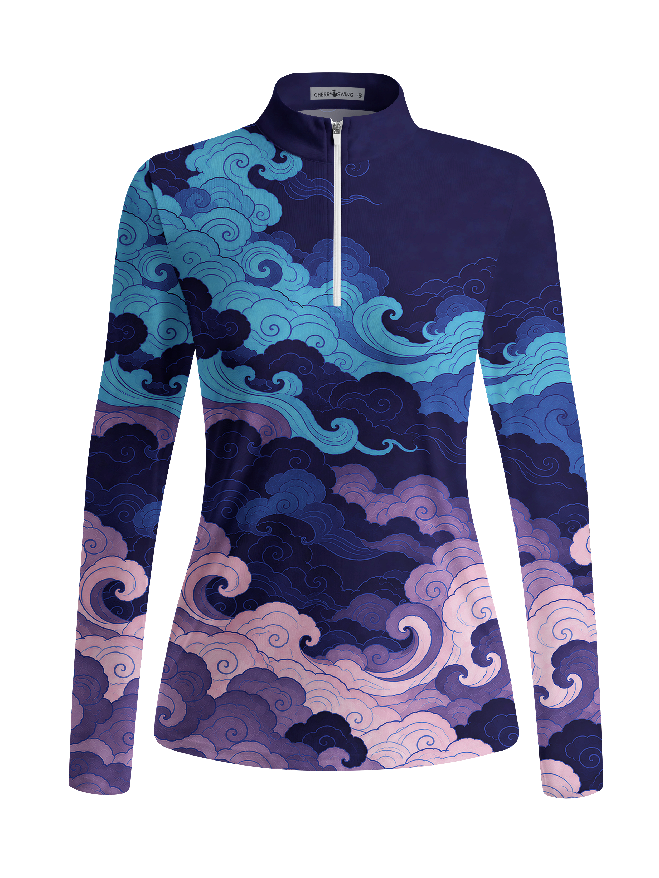 Cherryswing Women's Auspicious Clouds Gradient Long Sleeve Golf Shirt