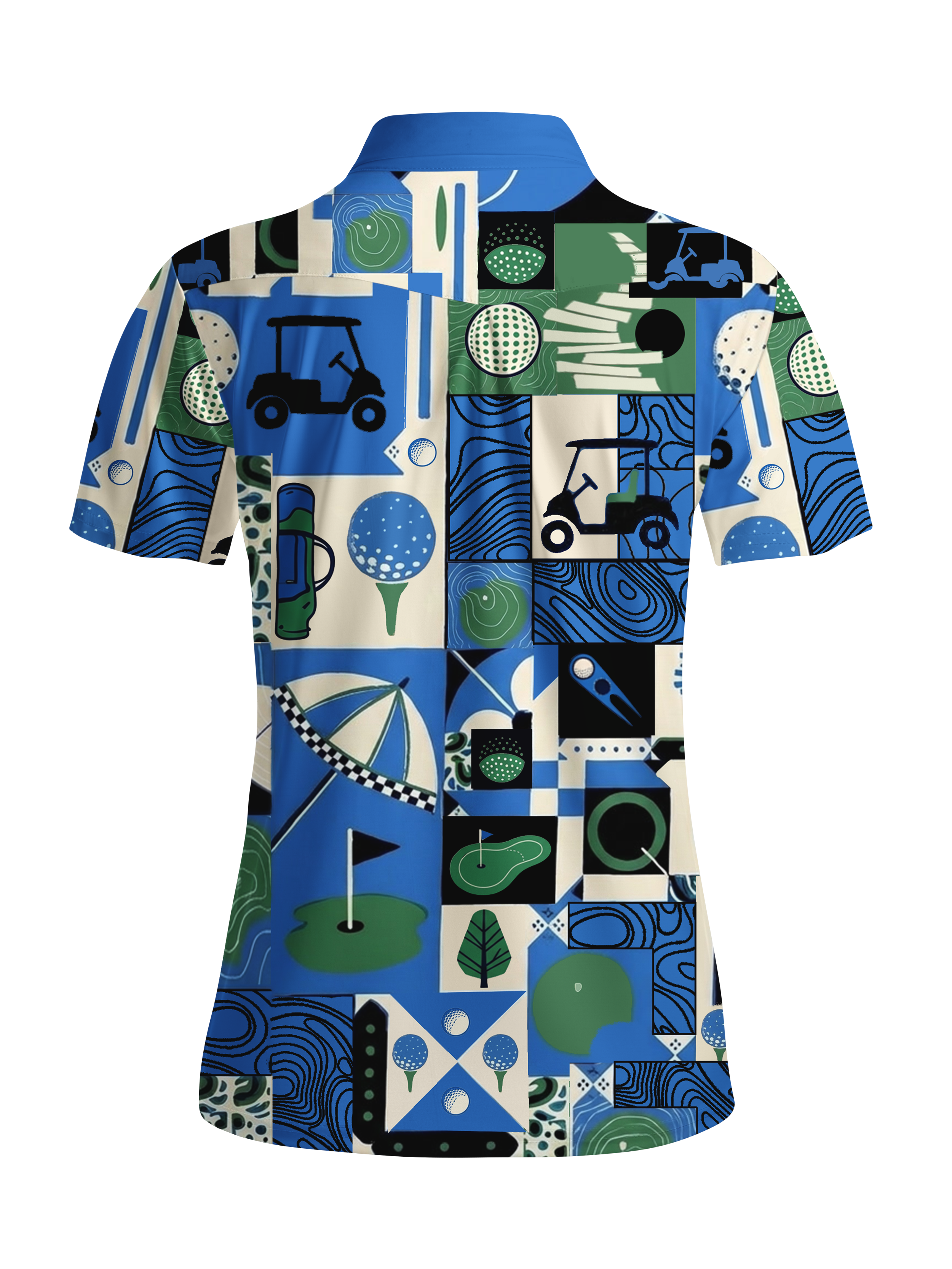 Cherryswing Women's Golf Collage Patchwork Short Sleeve Classic Golf Polo