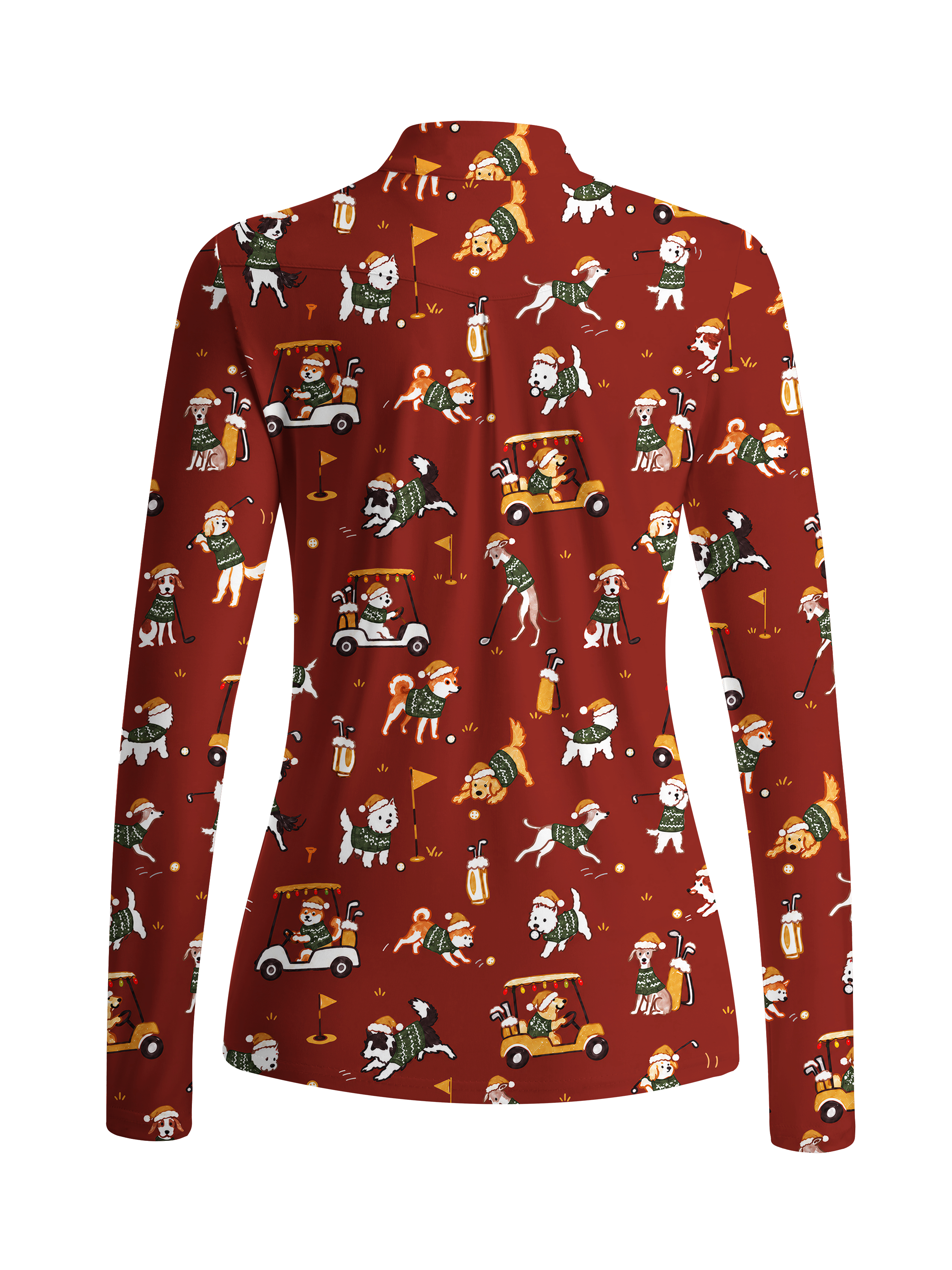 Cherryswing Women's Festive Pet Golf Print Long Sleeve Shirt