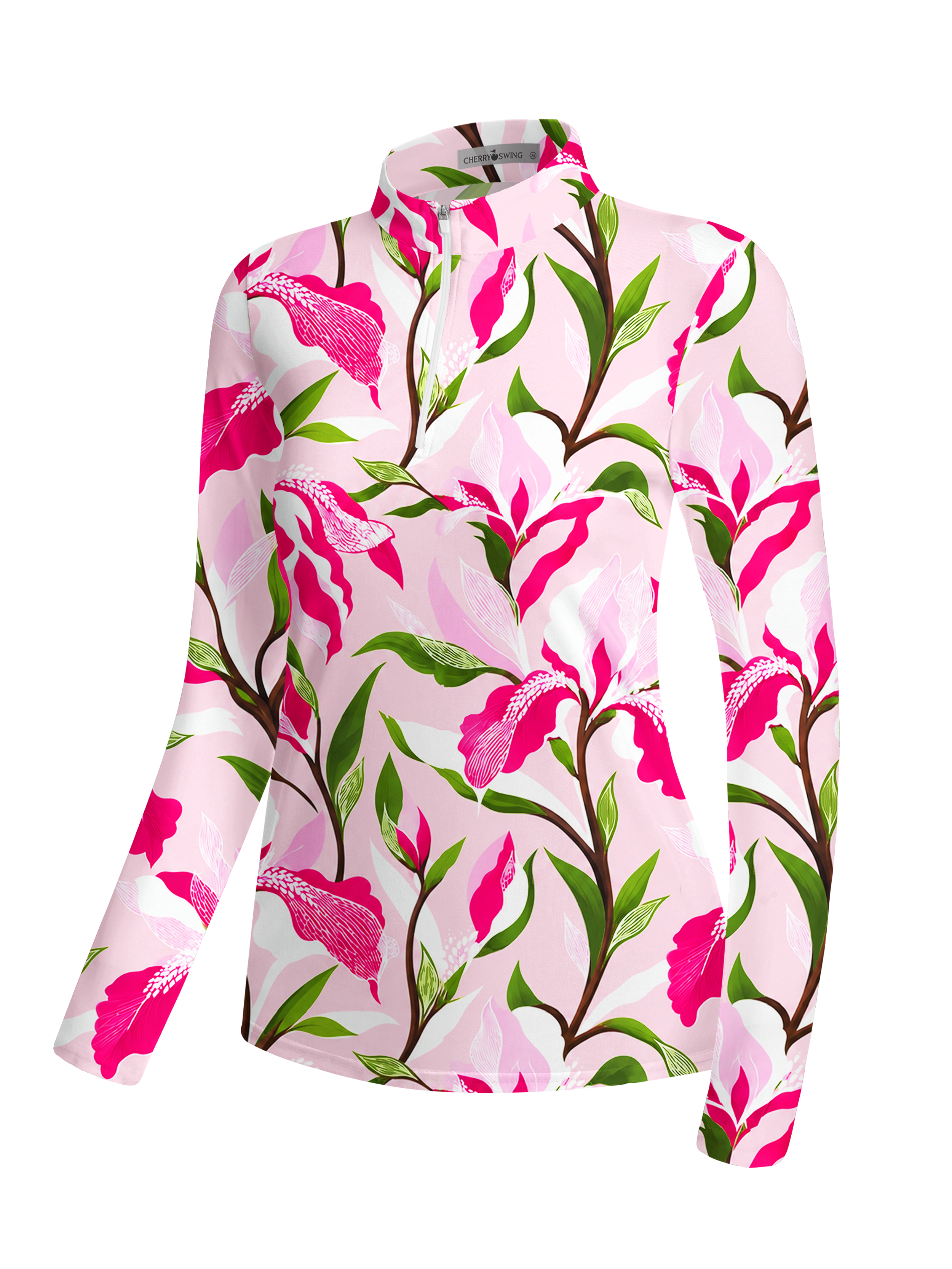 Cherryswing Women's Vibrant Floral Long Sleeve Golf Shirt