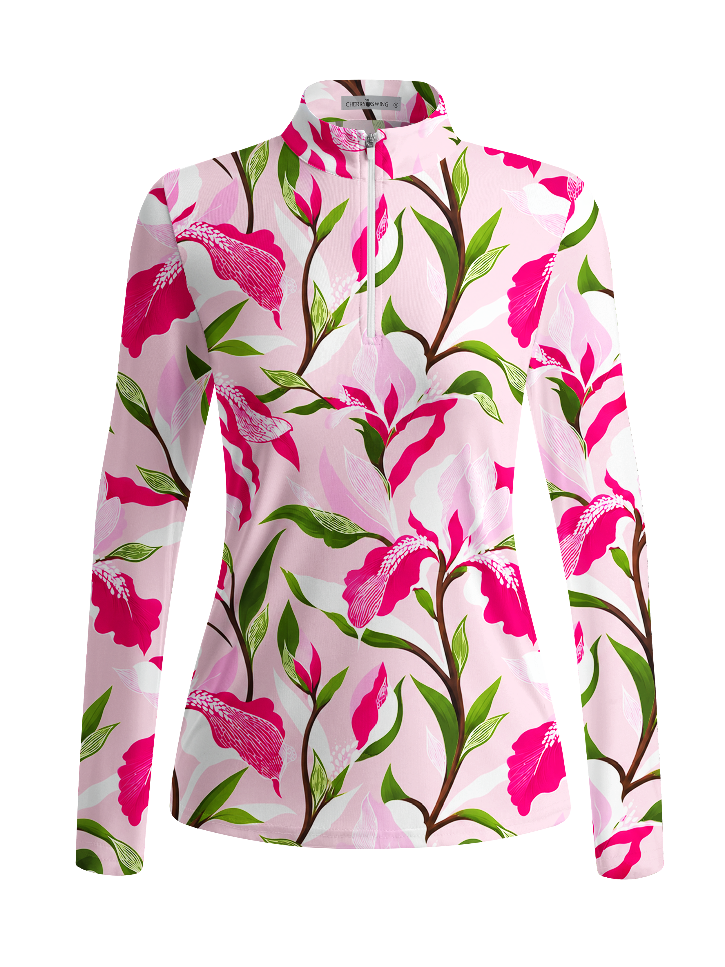 Cherryswing Women's Vibrant Floral Long Sleeve Golf Shirt