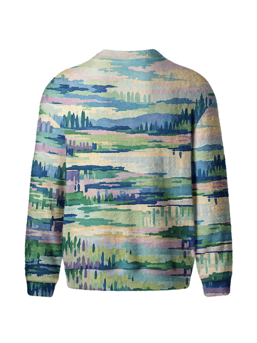 Cherryswing Abstract Landscape Pastel Men's Cardigan Knit Sweaters