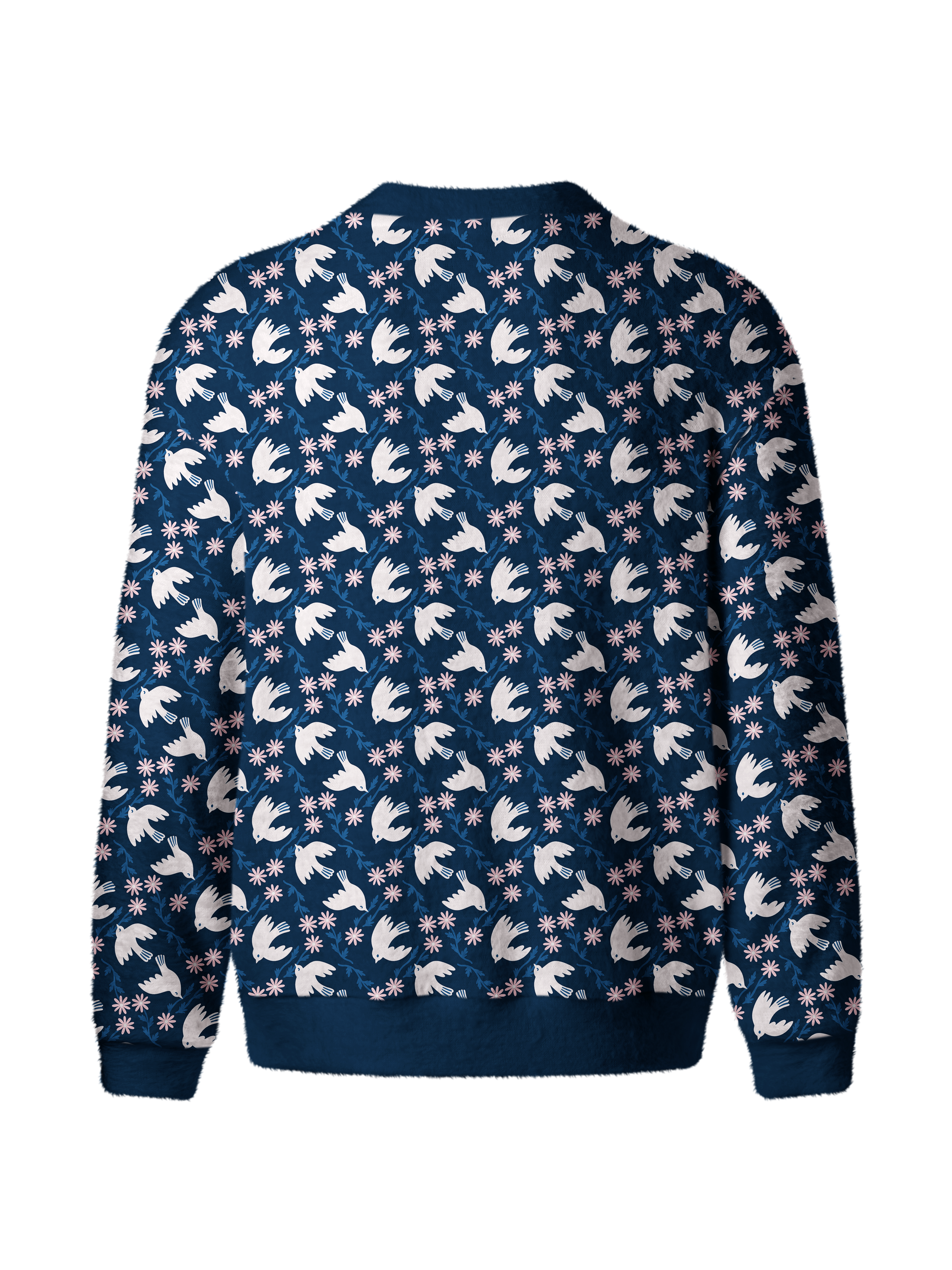 Cherryswing Flying Birds and Blossoms Men's Cardigan Knit Sweaters